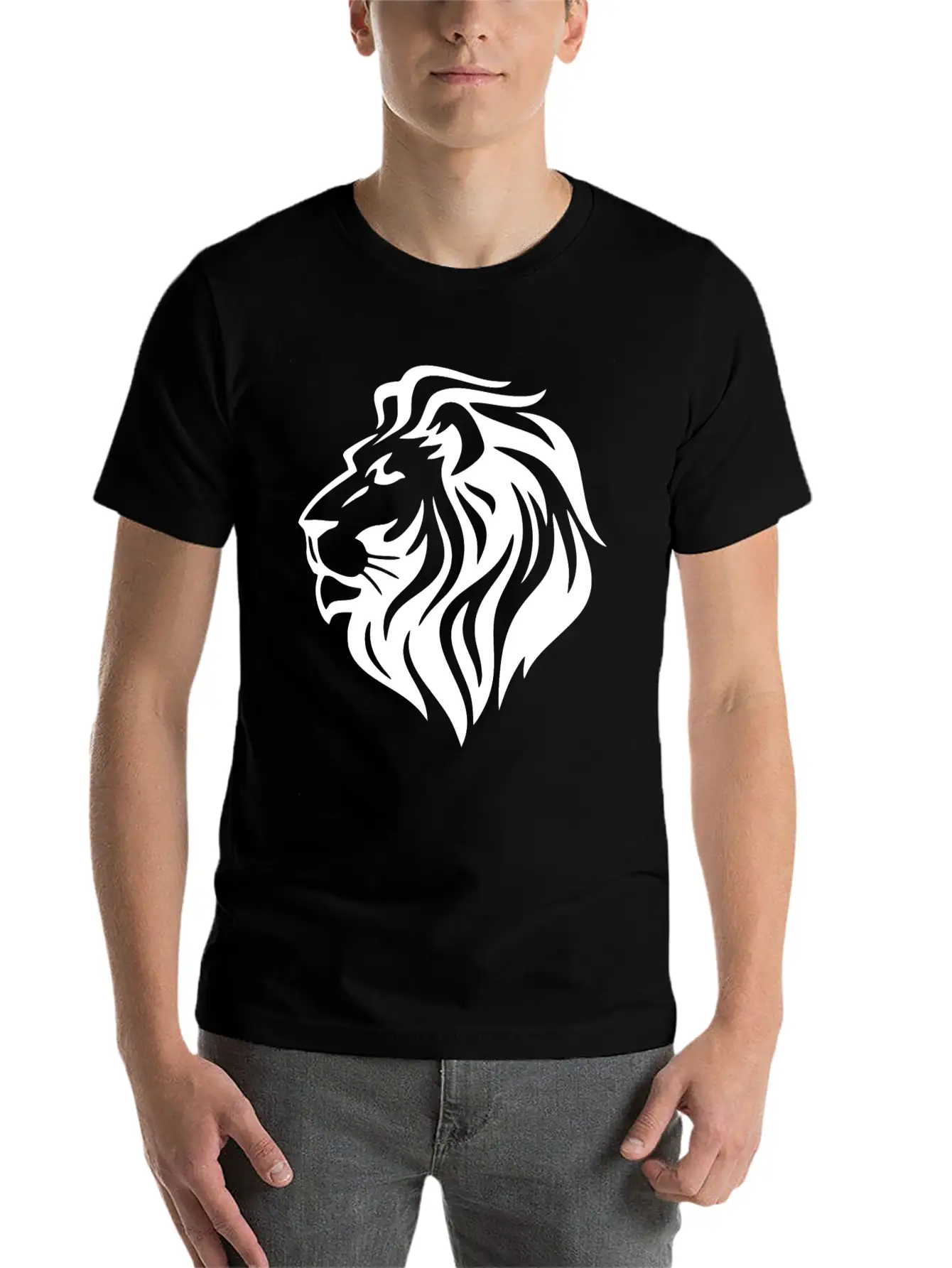 White Lion Head Timeless Short Sleeve Tee – Comfy And Minimalist Design