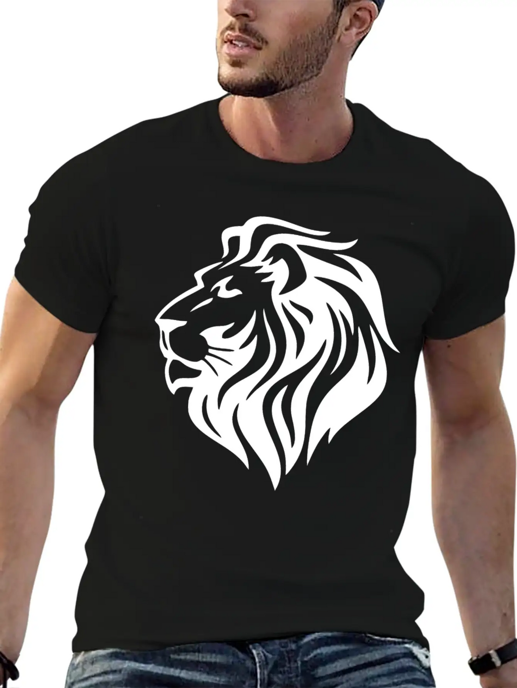 White Lion Head Timeless Short Sleeve Tee – Comfy And Minimalist Design