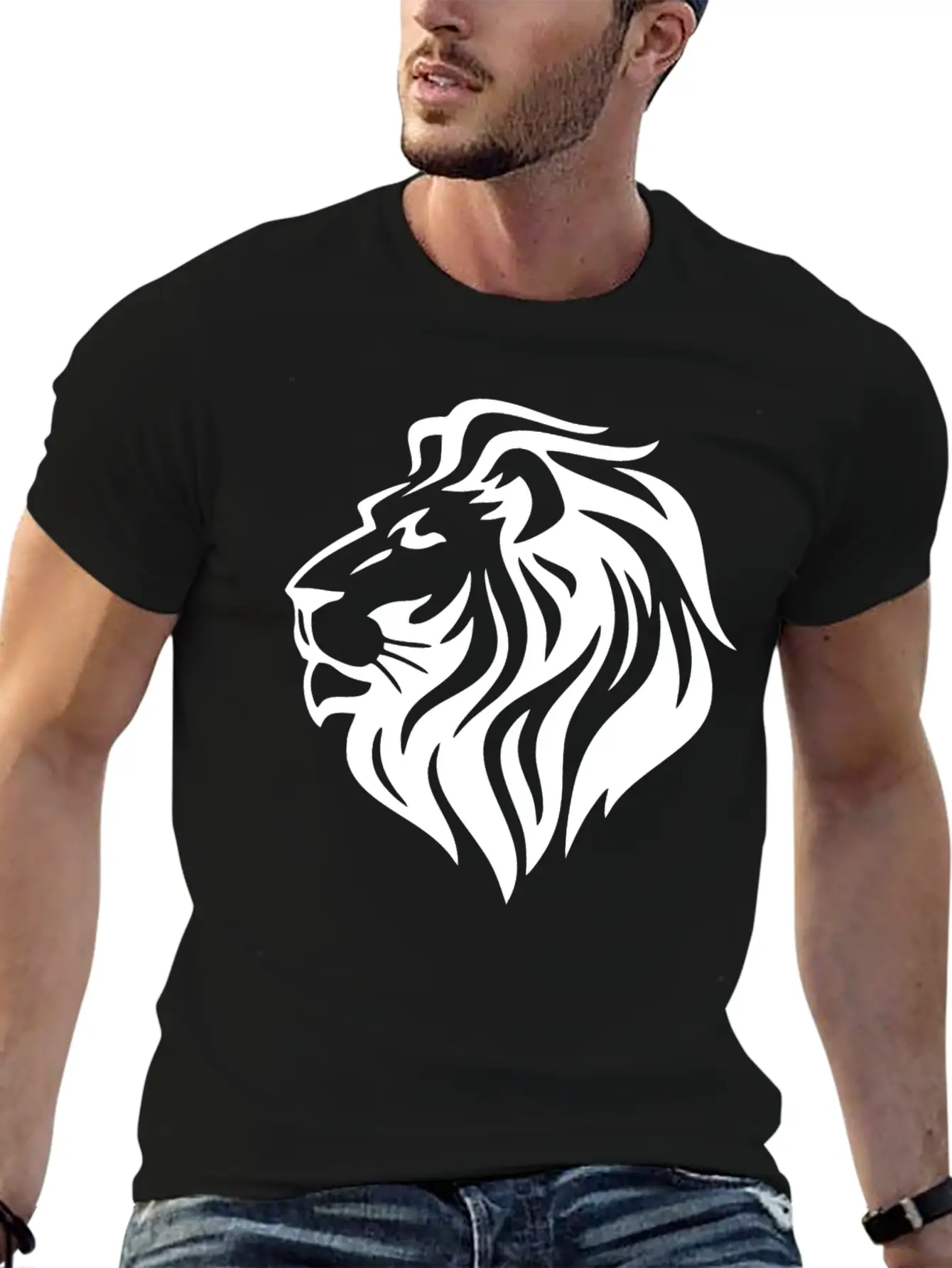 White Lion Head Timeless Short Sleeve Tee – Comfy And Minimalist Design
