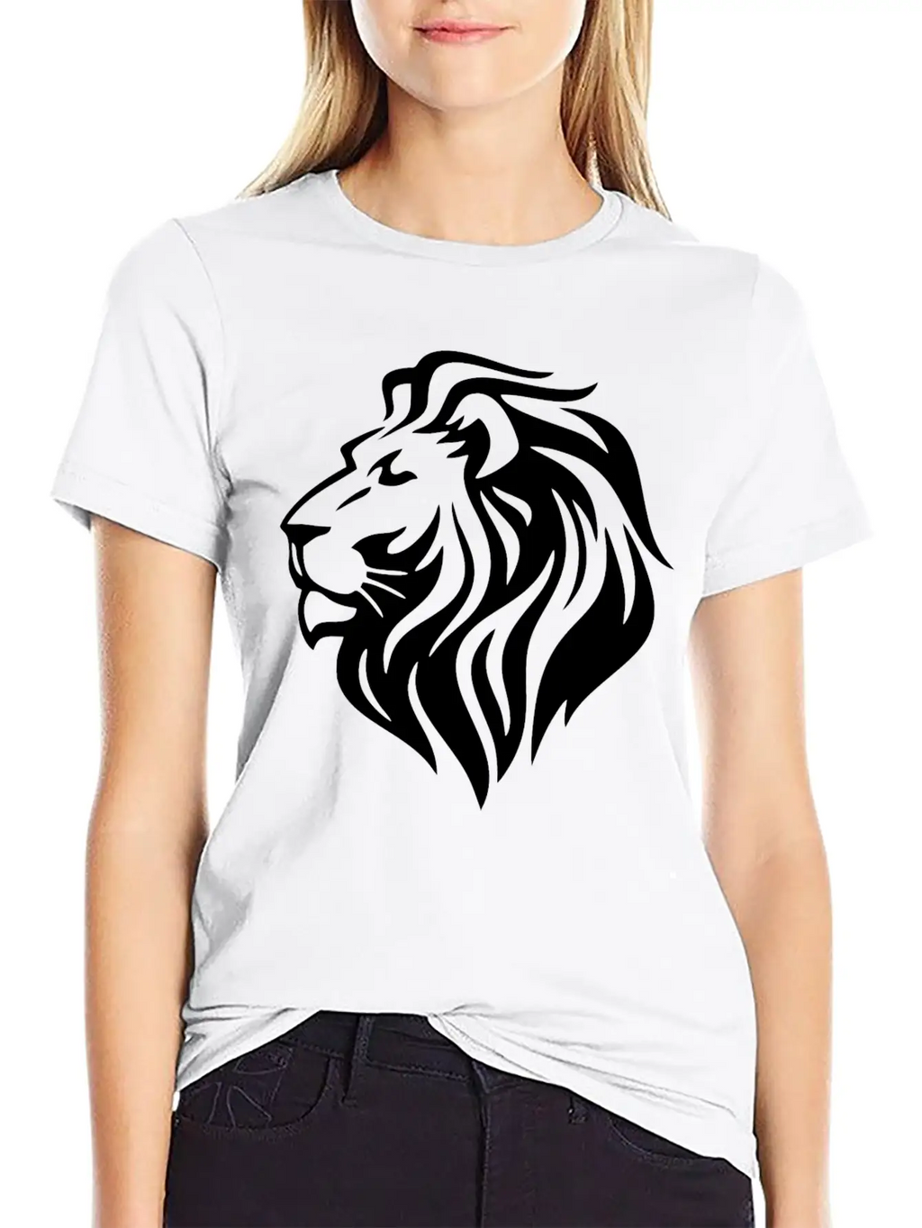 White Lion Head Timeless Short Sleeve Tee – Comfy And Minimalist Design