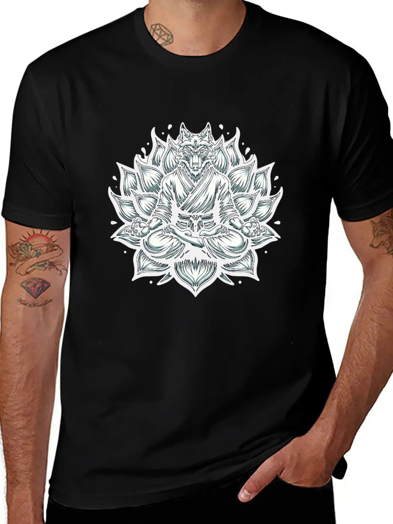 White Lotus Wolf Classic Cotton Tee – Unisex Comfort For Any Season