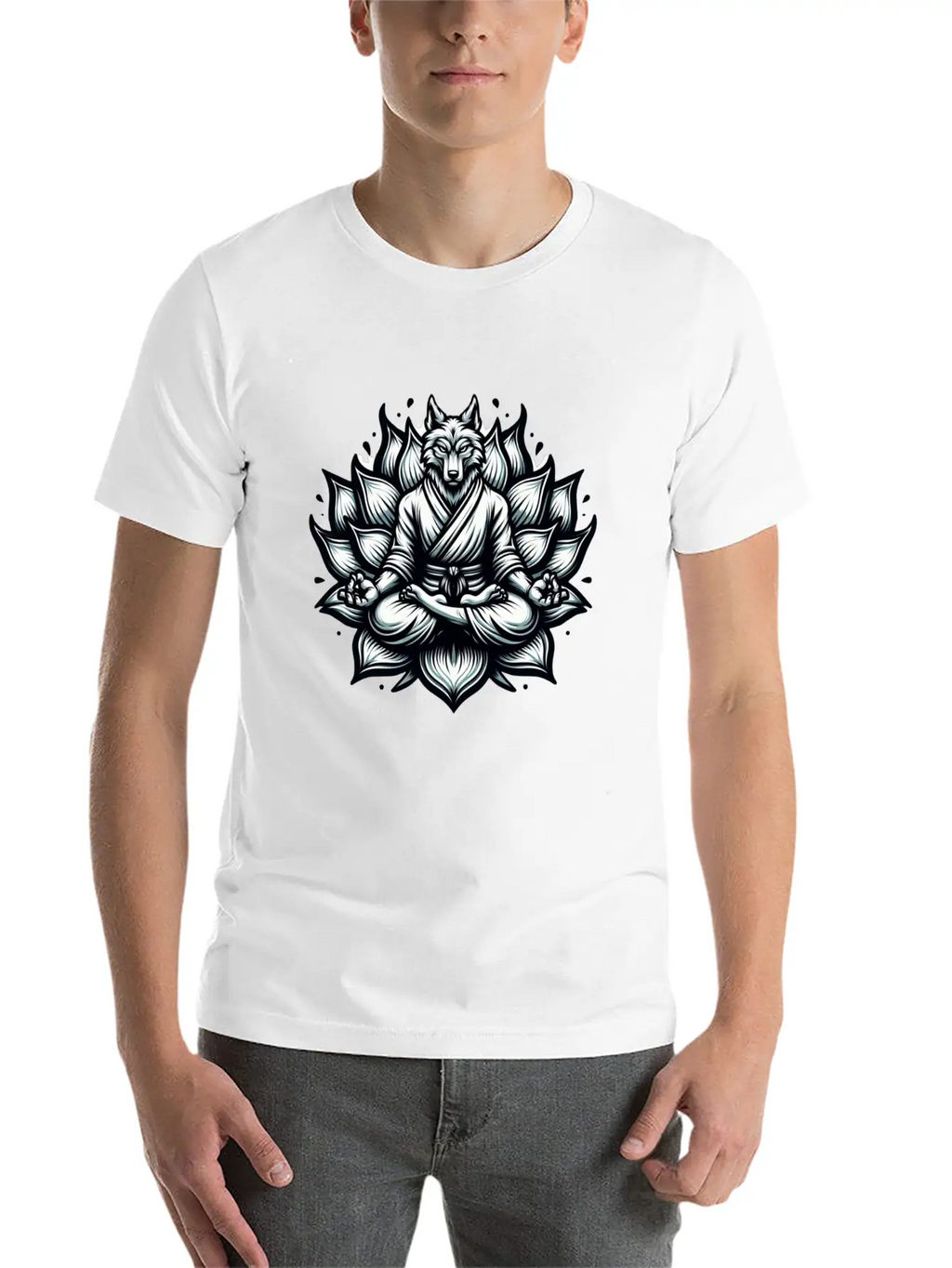 White Lotus Wolf Classic Cotton Tee – Unisex Comfort For Any Season
