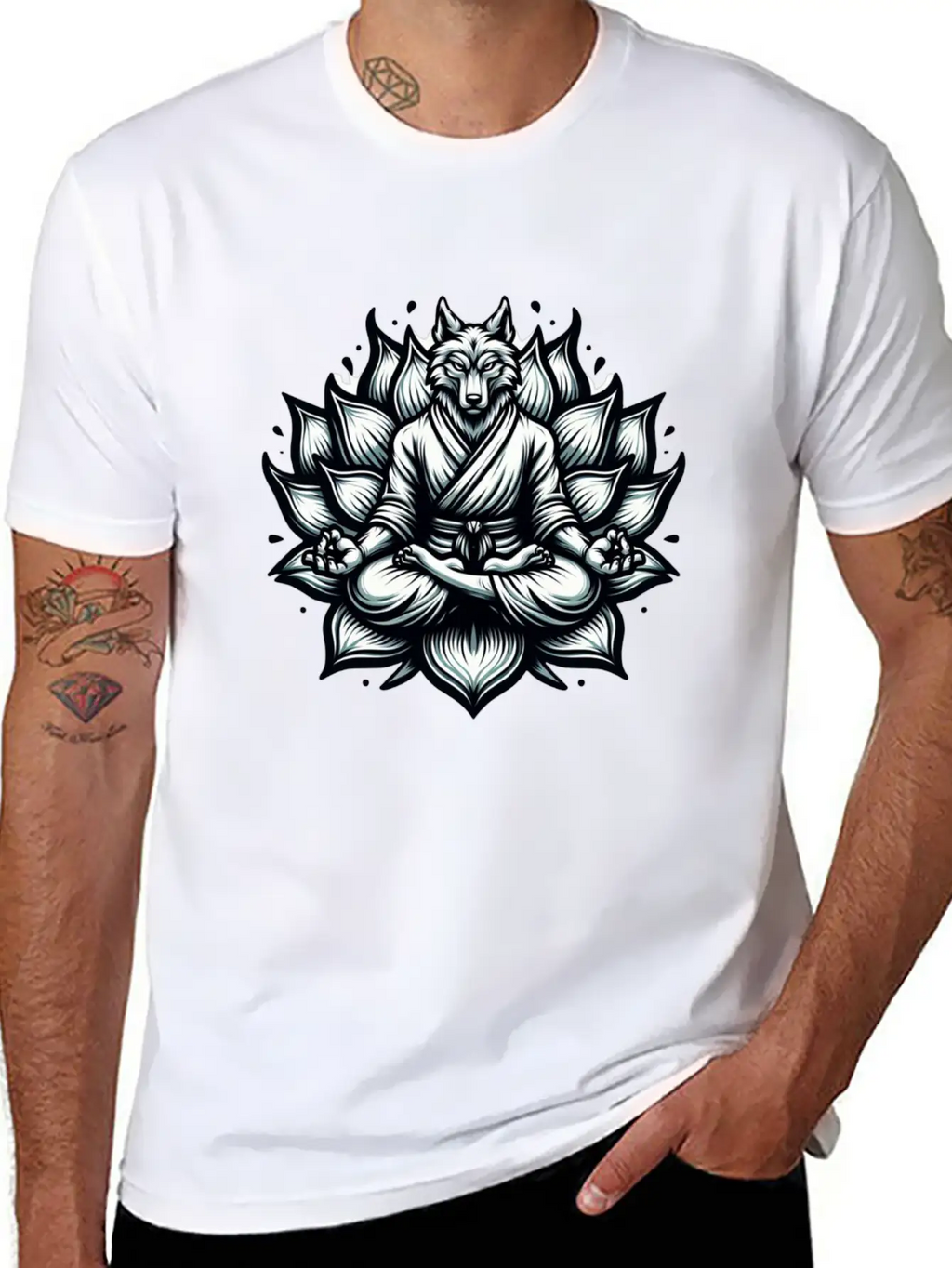 White Lotus Wolf Classic Cotton Tee – Unisex Comfort For Any Season