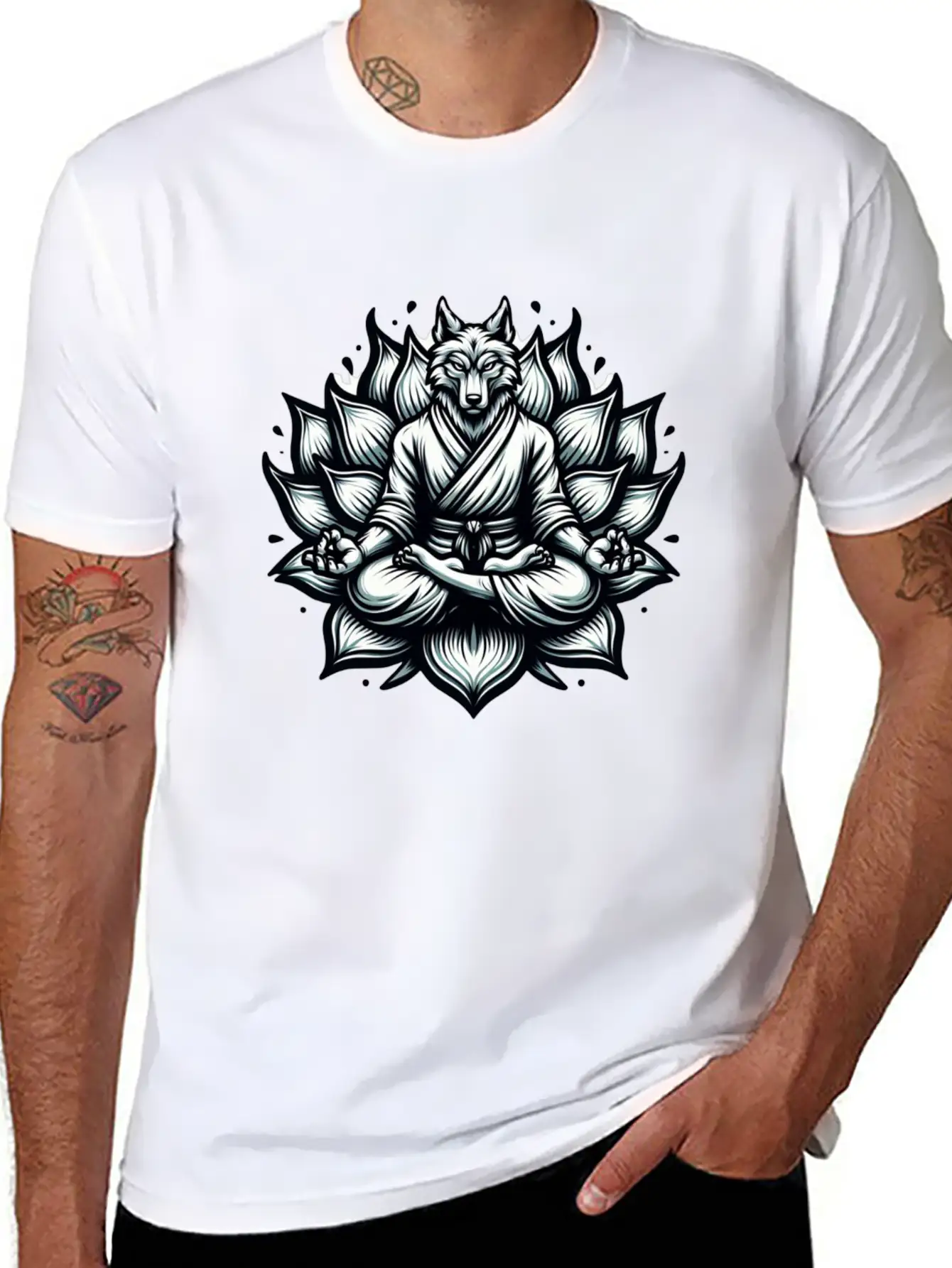 White Lotus Wolf Classic Cotton Tee – Unisex Comfort For Any Season