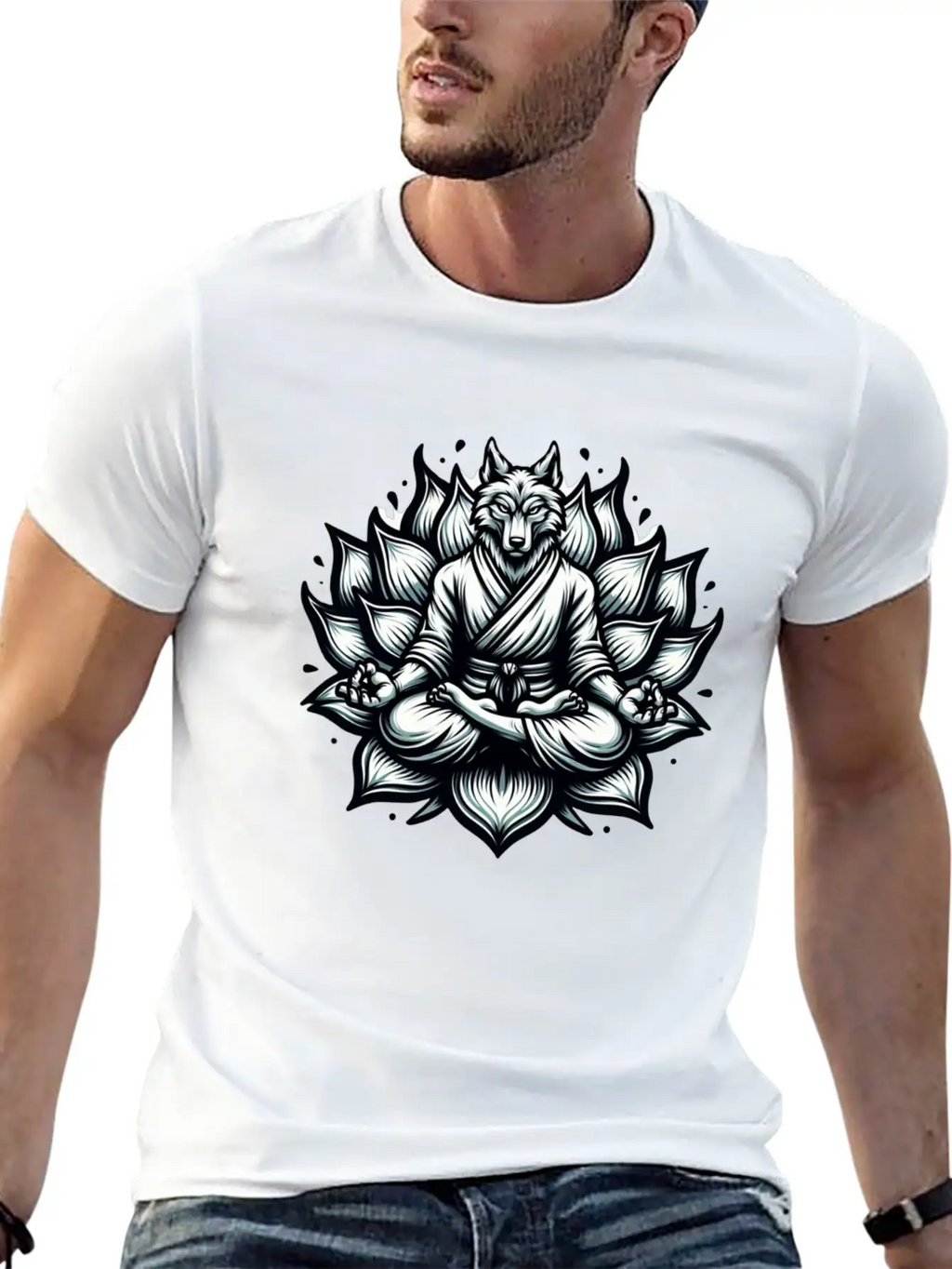 White Lotus Wolf Classic Cotton Tee – Unisex Comfort For Any Season