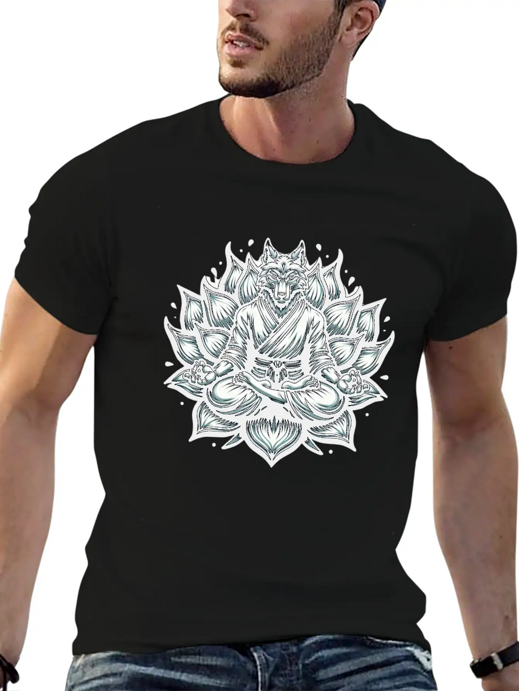 White Lotus Wolf Classic Cotton Tee – Unisex Comfort For Any Season