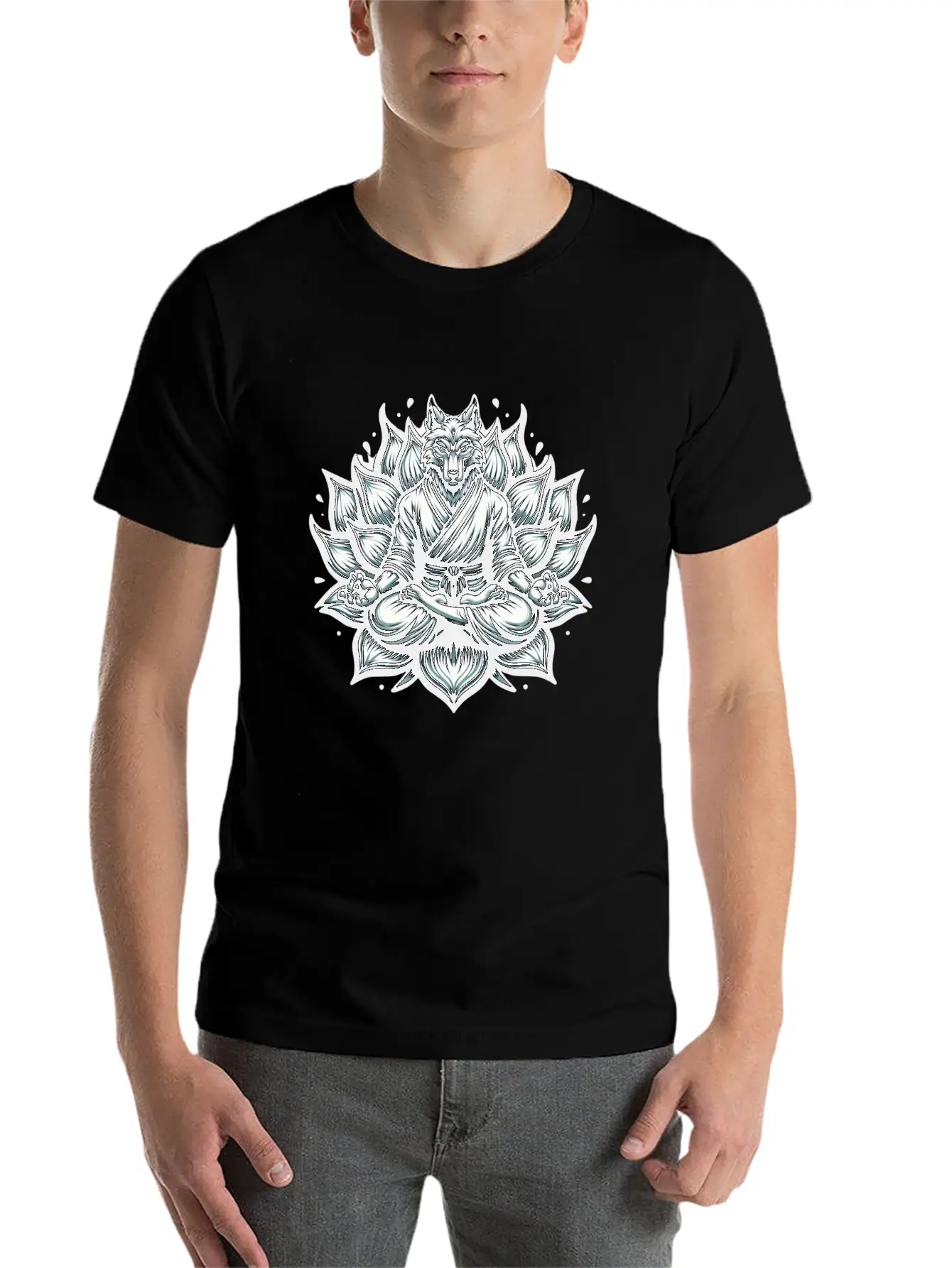 White Lotus Wolf Classic Cotton Tee – Unisex Comfort For Any Season