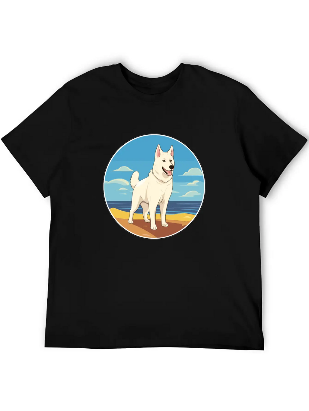 White Shepherd Dog Breed Cartoon Kawaii Clipart Basic Graphic T-Shirt – Daily Comfort In Soft Cotton