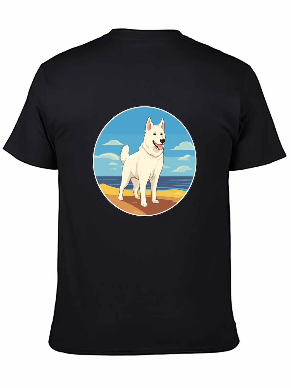 White Shepherd Dog Breed Cartoon Kawaii Clipart Basic Graphic T-Shirt – Daily Comfort In Soft Cotton
