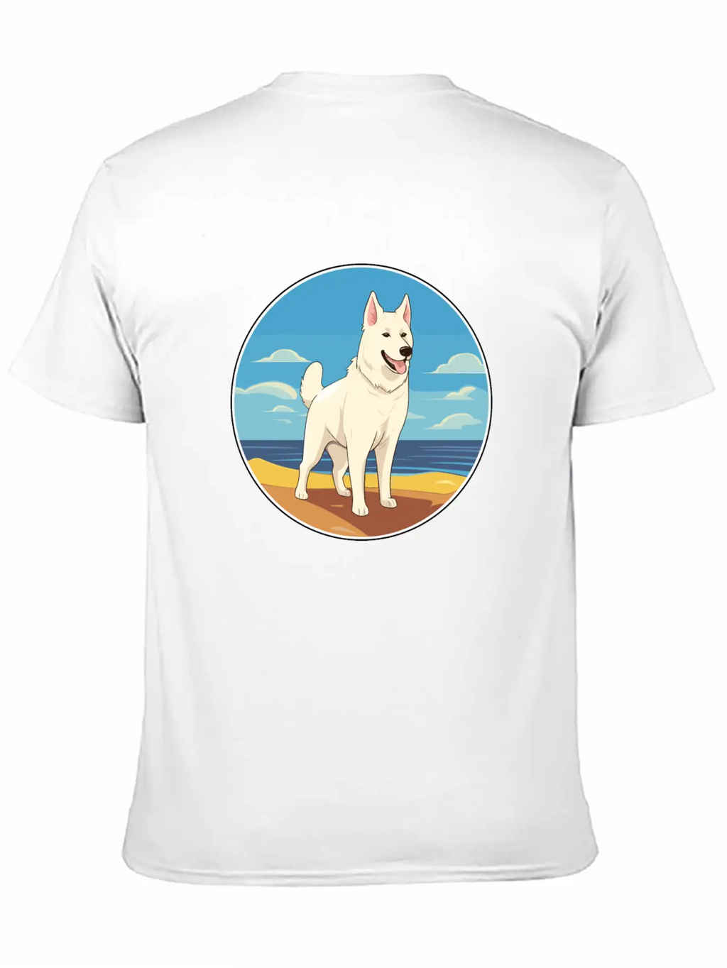 White Shepherd Dog Breed Cartoon Kawaii Clipart Basic Graphic T-Shirt – Daily Comfort In Soft Cotton