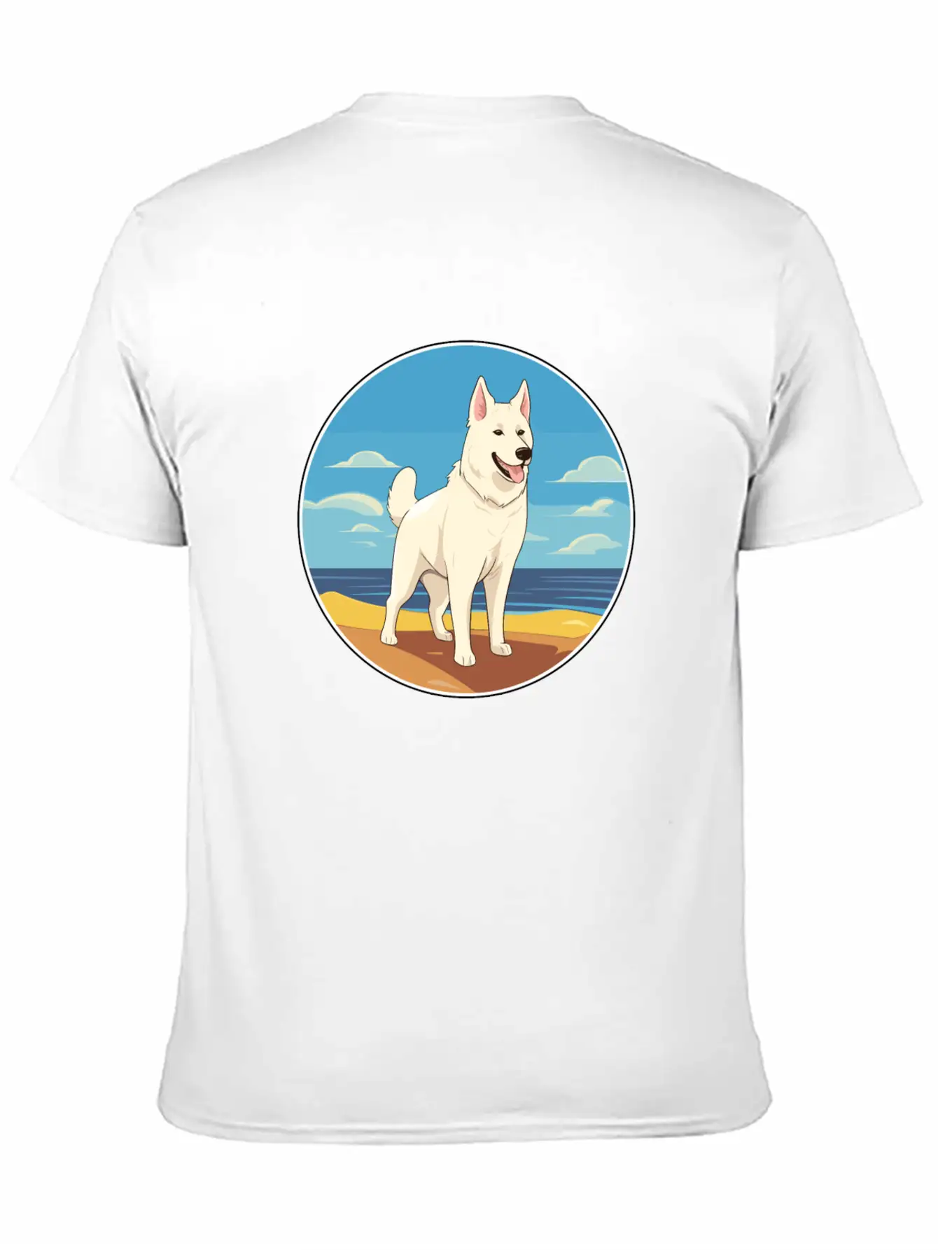 White Shepherd Dog Breed Cartoon Kawaii Clipart Basic Graphic T-Shirt – Daily Comfort In Soft Cotton