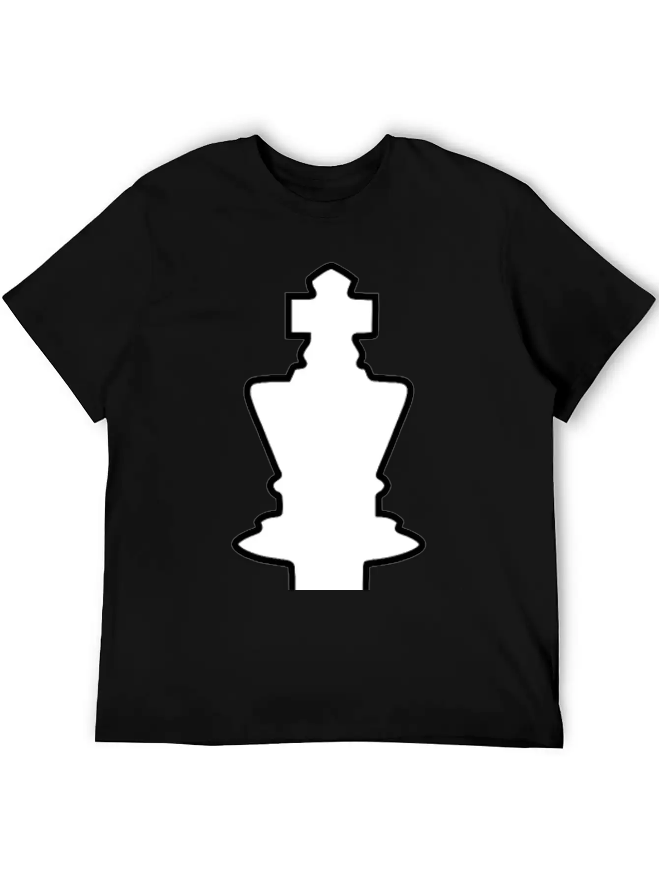 White Silhouette Chess Piece REMIX – King / Rey Breathable Soft Cotton T-Shirt – Timeless Casual Look