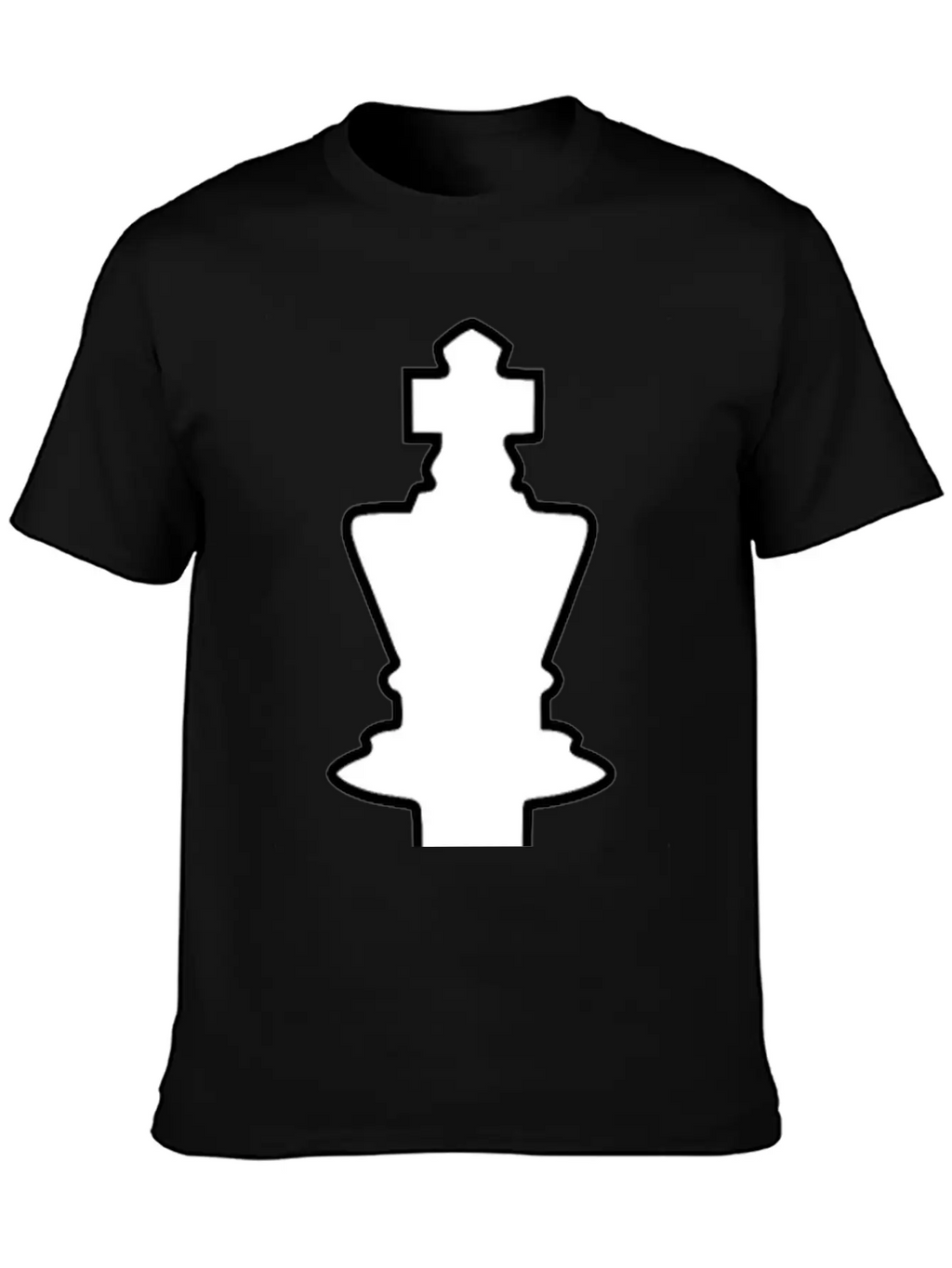 White Silhouette Chess Piece REMIX – King / Rey Breathable Soft Cotton T-Shirt – Timeless Casual Look