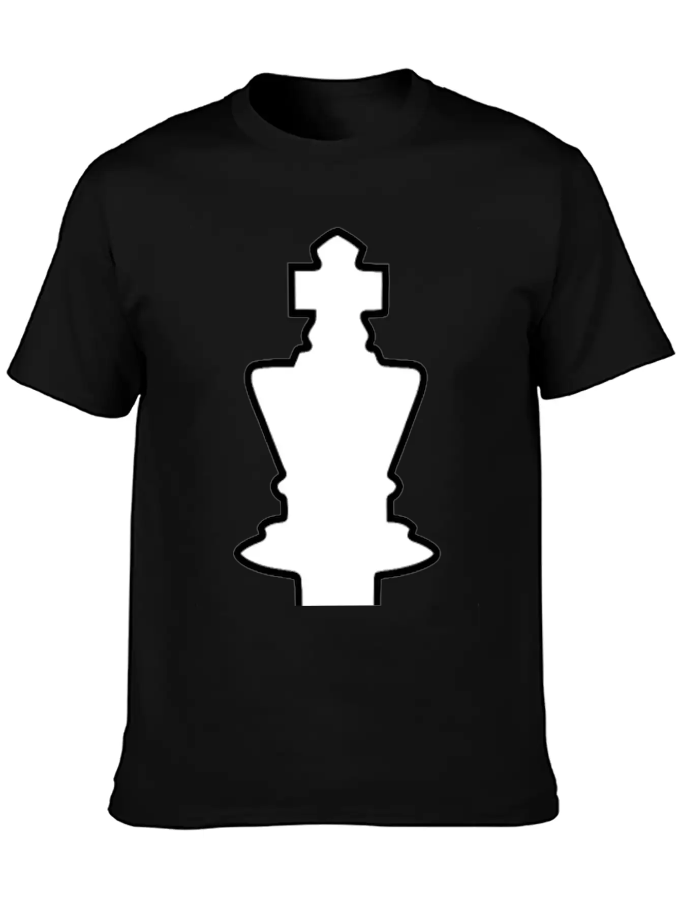 White Silhouette Chess Piece REMIX – King / Rey Breathable Soft Cotton T-Shirt – Timeless Casual Look