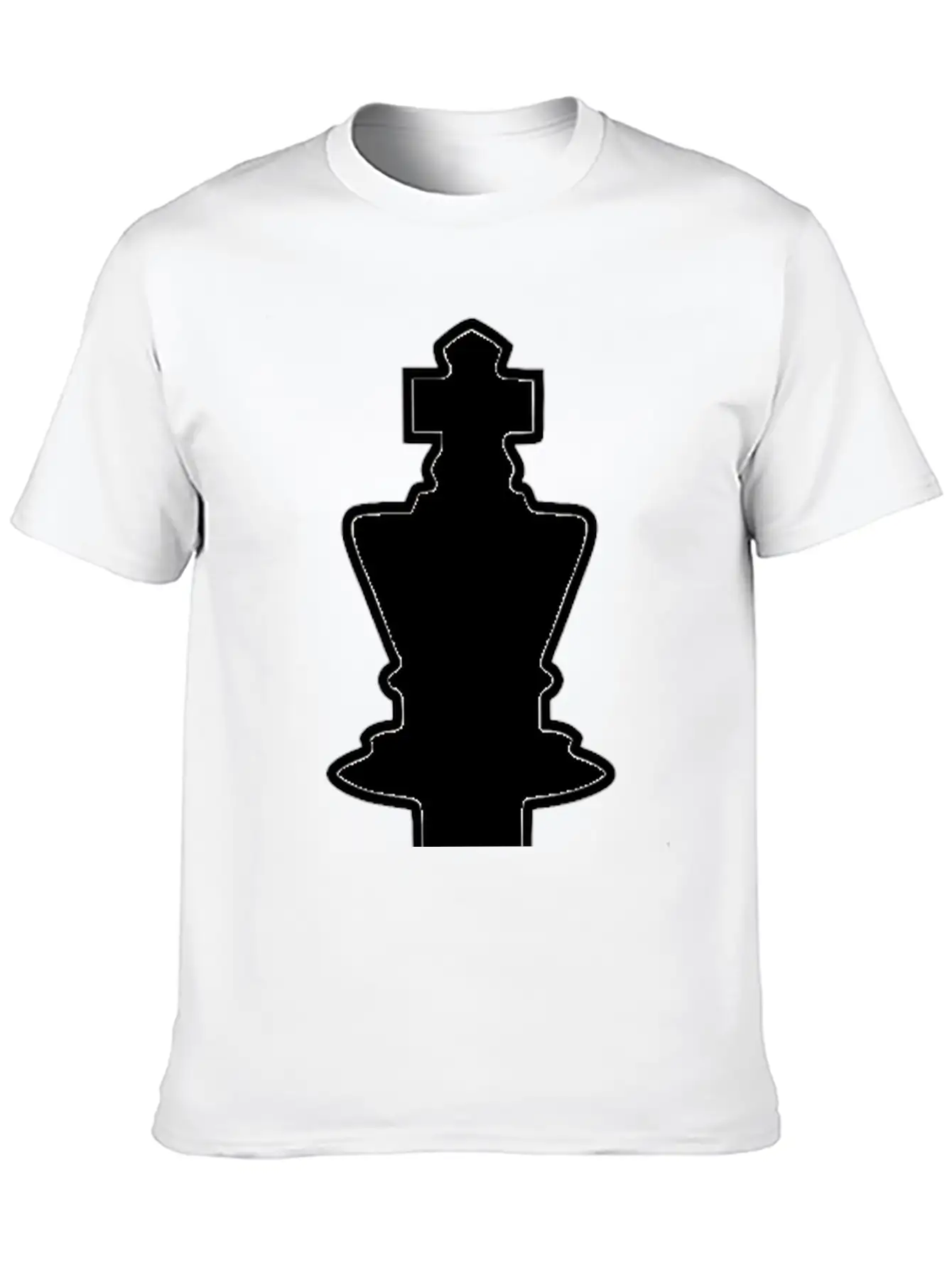 White Silhouette Chess Piece REMIX – King / Rey Breathable Soft Cotton T-Shirt – Timeless Casual Look