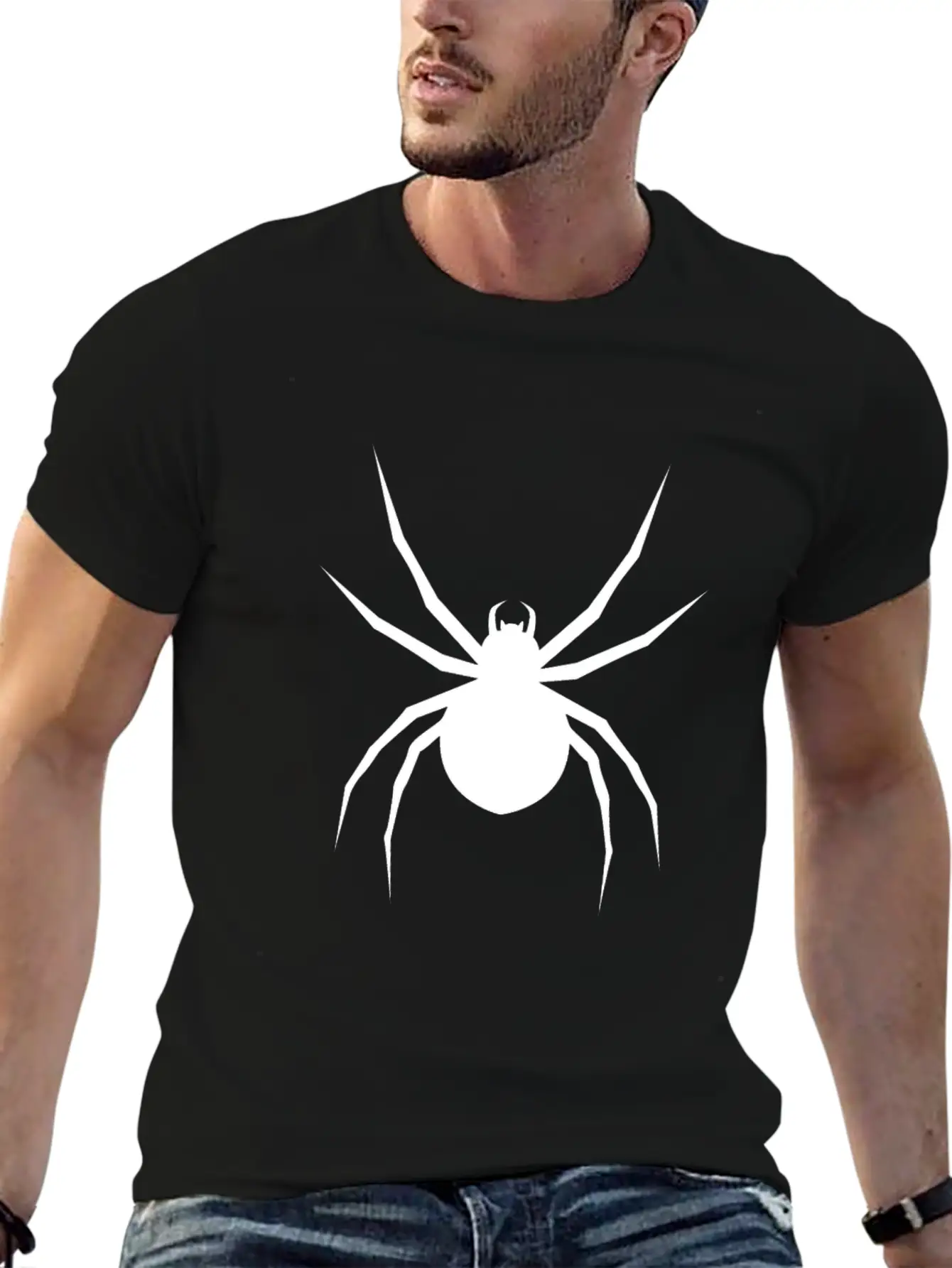 White Spider Eight Legs Scary Halloween Gift Breathable Graphic T-Shirt – Perfect For Casual Days
