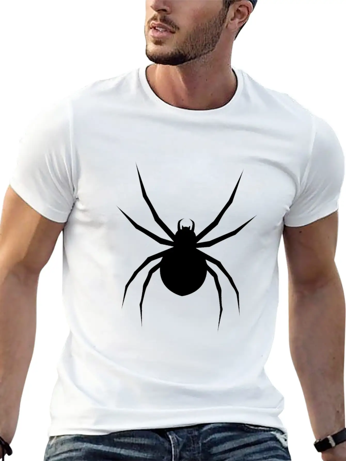 White Spider Eight Legs Scary Halloween Gift Breathable Graphic T-Shirt – Perfect For Casual Days