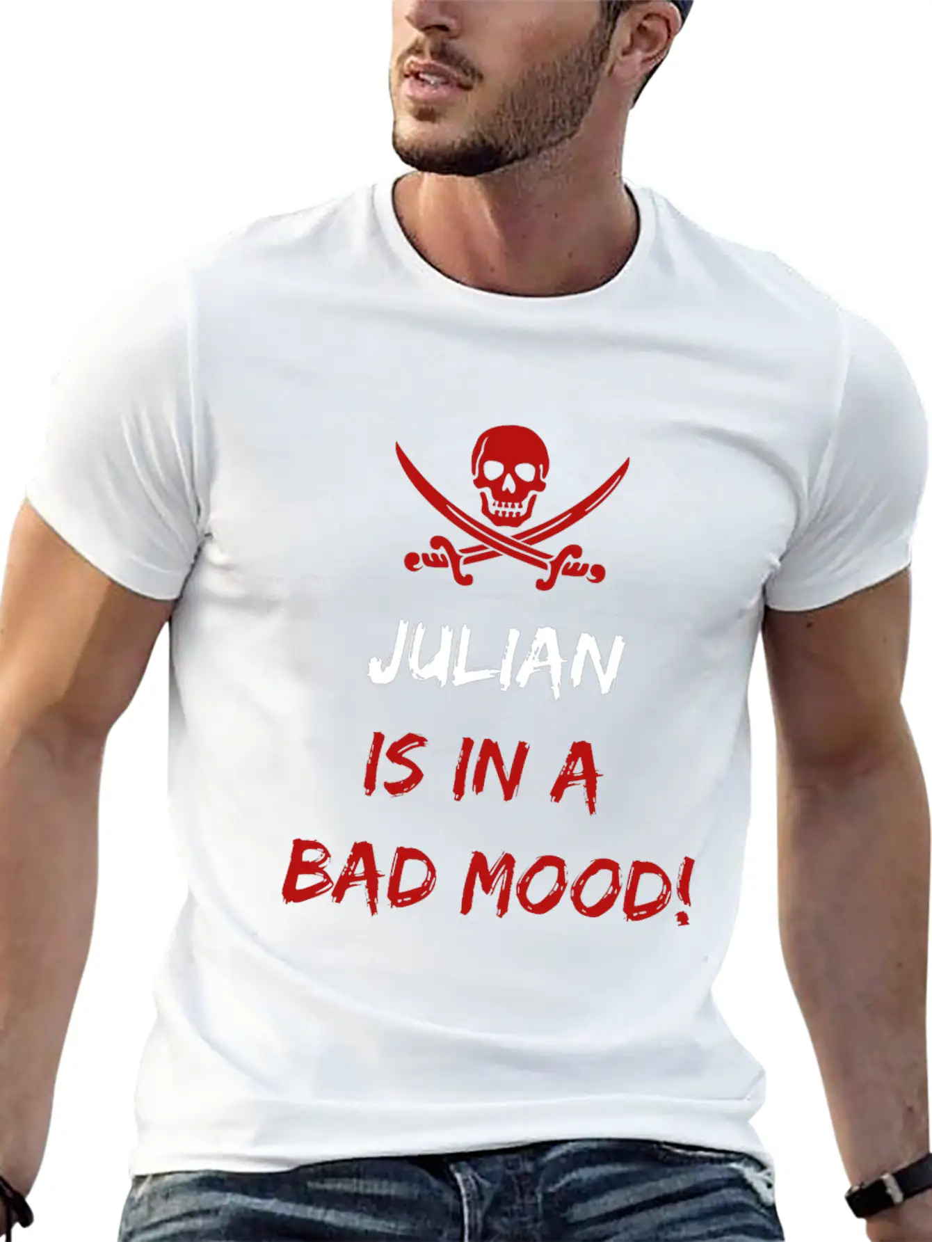 Who Is In A Bad Mood Julian Relaxed Everyday Tee – Lightweight And Durable Cotton