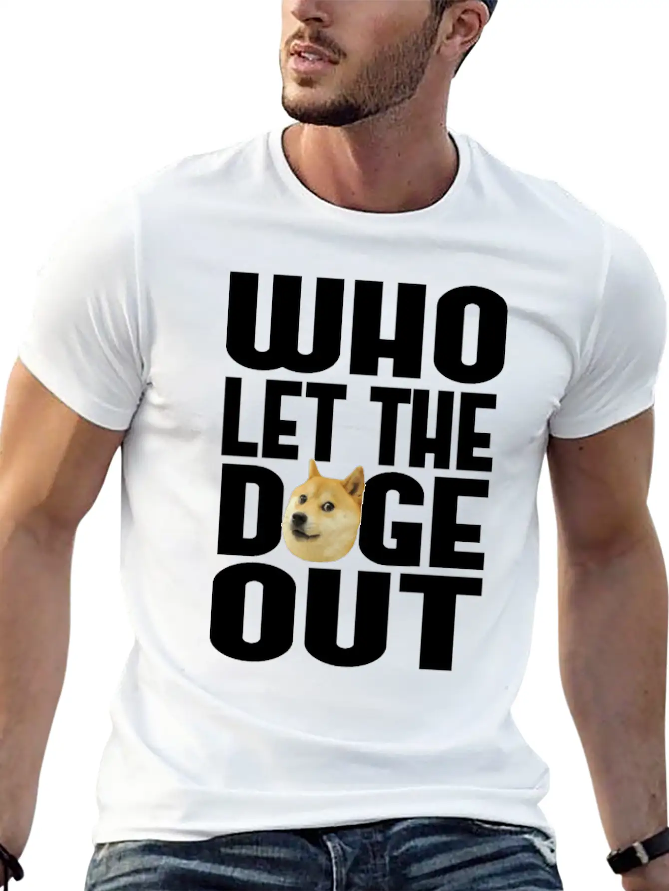 Who Let The Doge Out? Breathable Soft Cotton T-Shirt – Timeless Casual Look