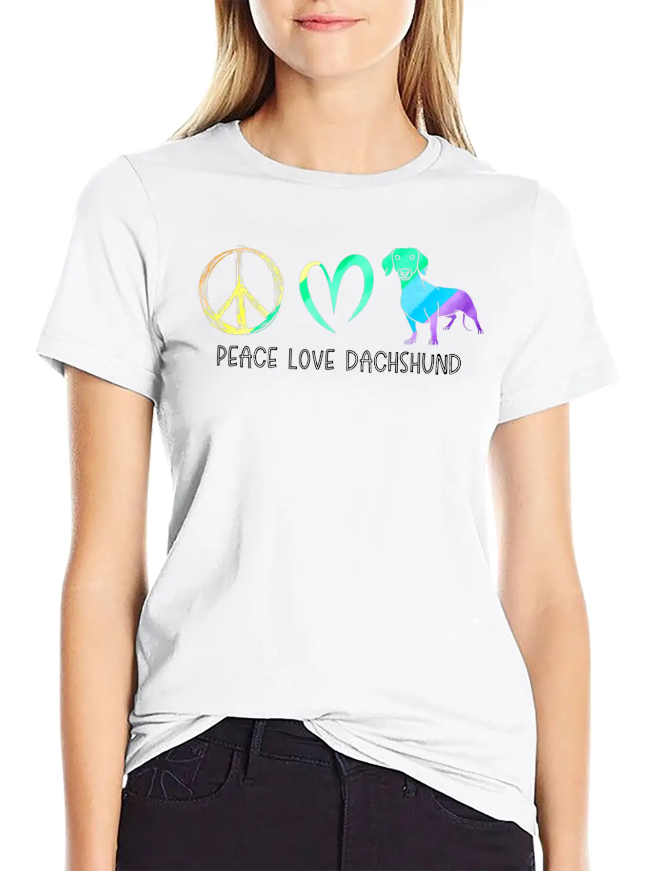 Wienie Dog Hippie Pet Parent Tie Dye Peace Love Da Basic Graphic T-Shirt – Daily Comfort In Soft Cotton