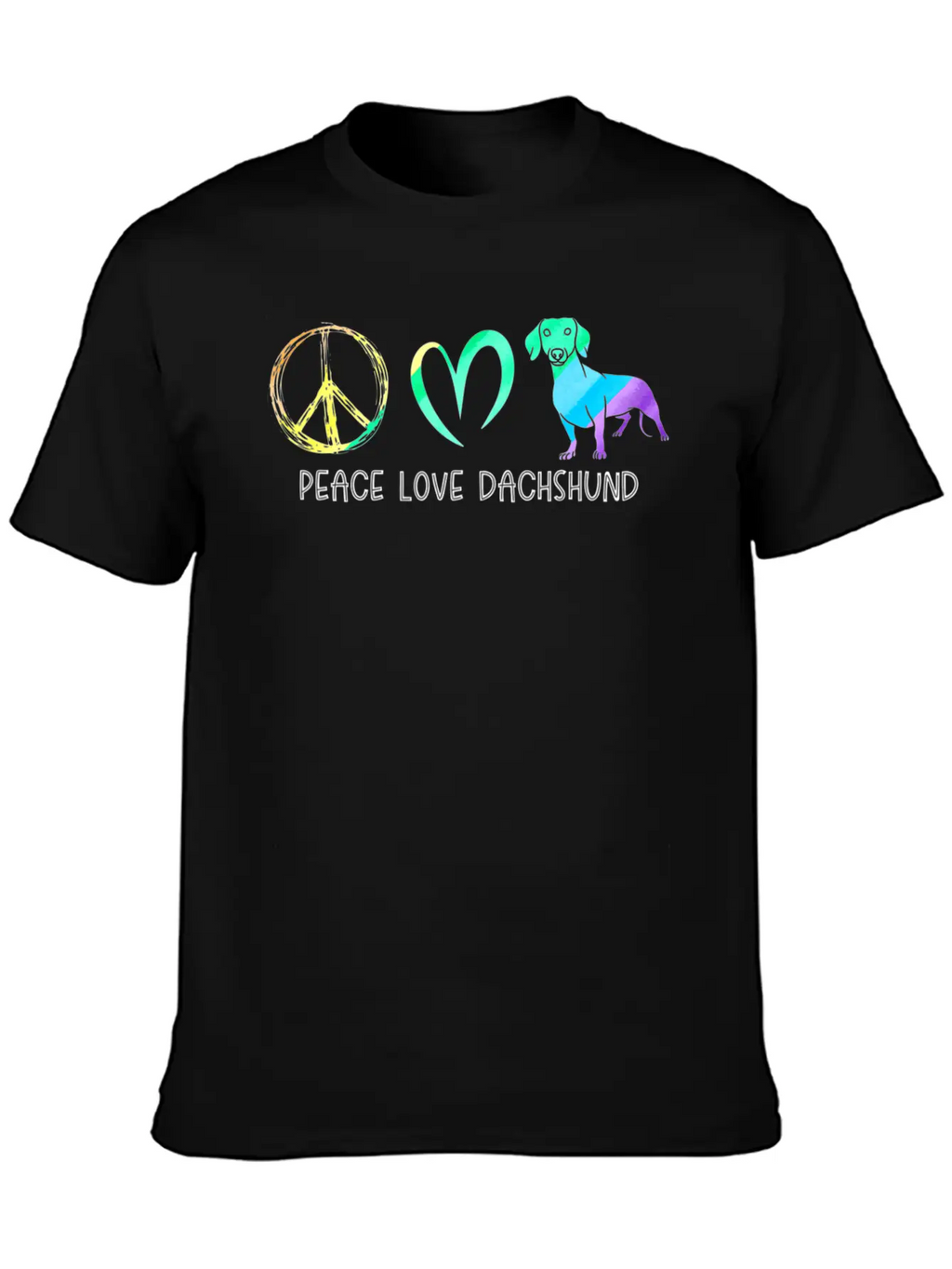 Wienie Dog Hippie Pet Parent Tie Dye Peace Love Da Basic Graphic T-Shirt – Daily Comfort In Soft Cotton