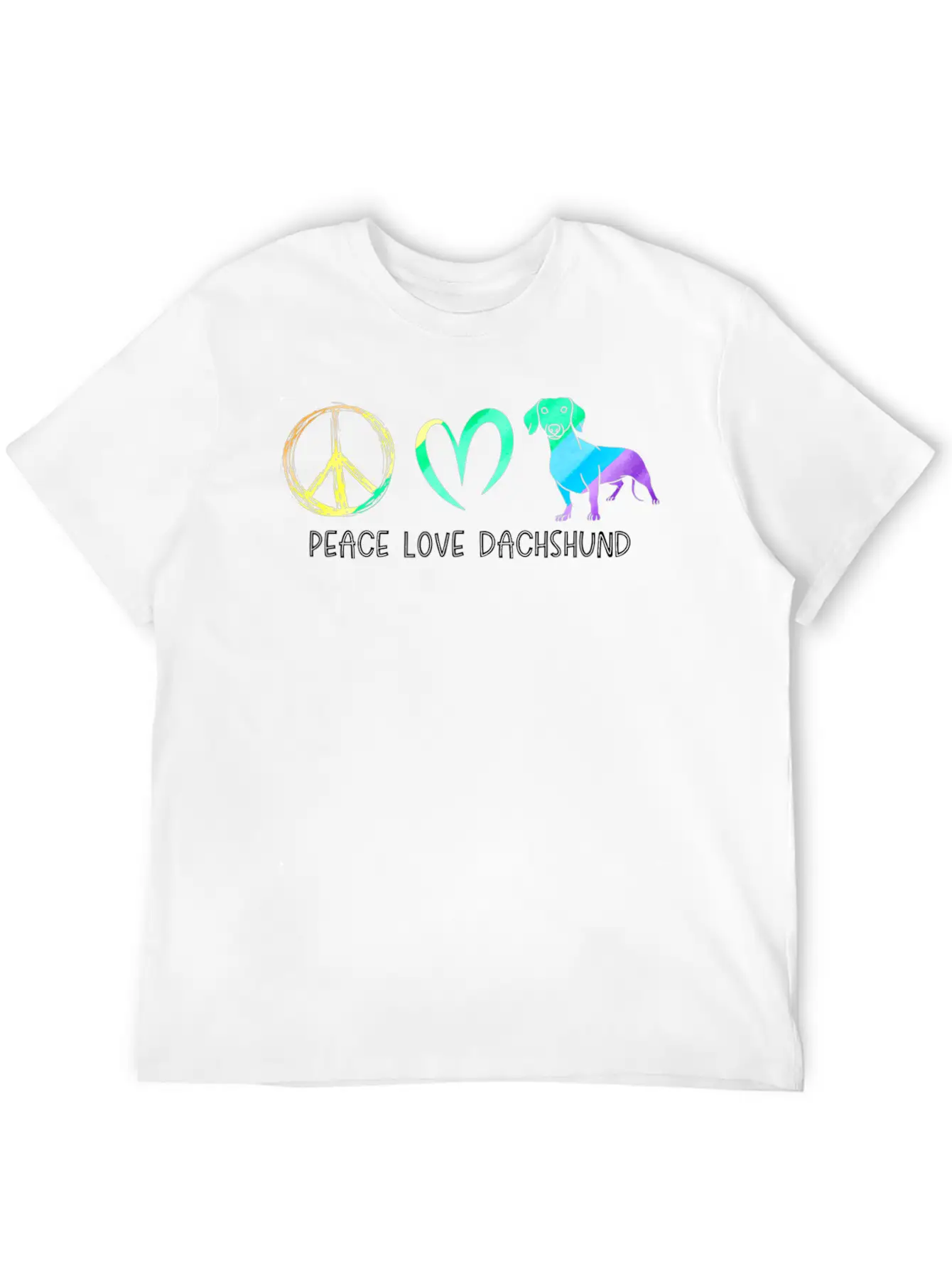 Wienie Dog Hippie Pet Parent Tie Dye Peace Love Da Basic Graphic T-Shirt – Daily Comfort In Soft Cotton