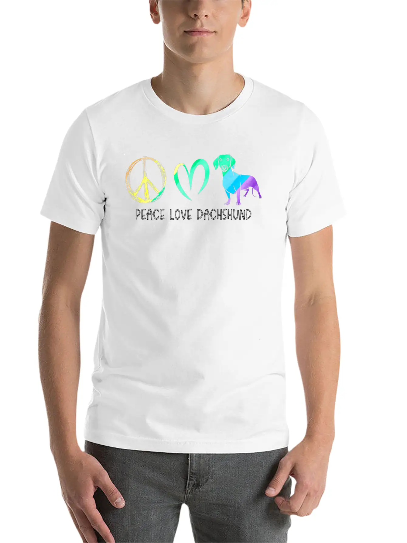 Wienie Dog Hippie Pet Parent Tie Dye Peace Love Da Basic Graphic T-Shirt – Daily Comfort In Soft Cotton