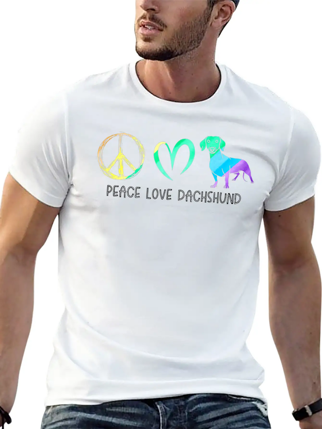 Wienie Dog Hippie Pet Parent Tie Dye Peace Love Da Basic Graphic T-Shirt – Daily Comfort In Soft Cotton