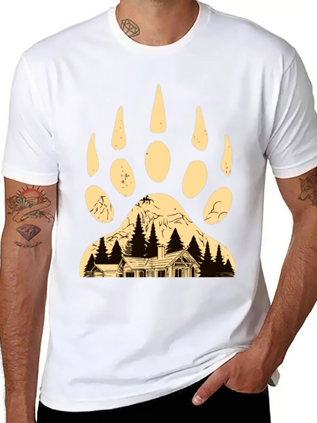 Wild Bear Paw Print Classic Cotton Tee – Unisex Comfort For Any Season