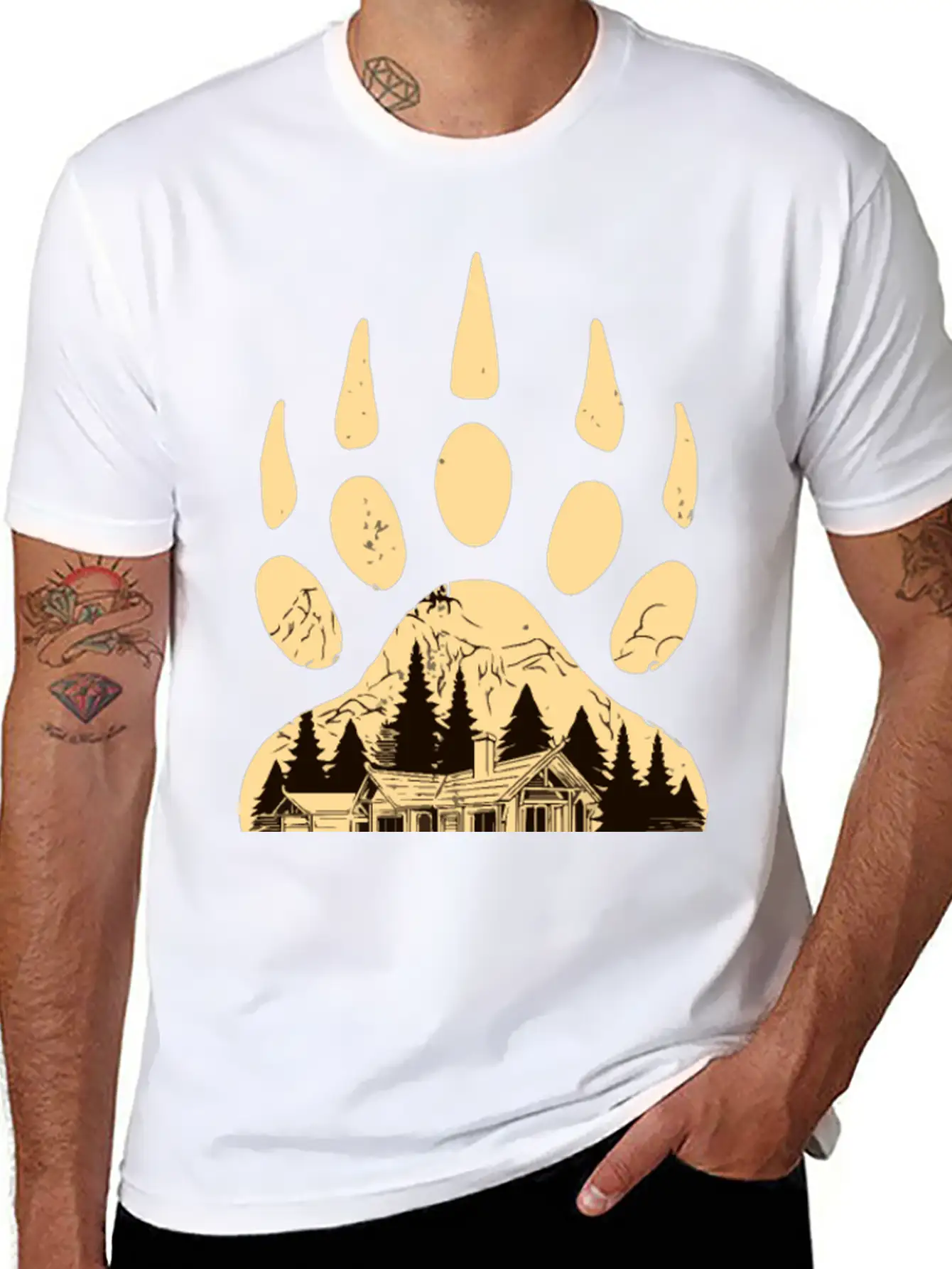 Wild Bear Paw Print Classic Cotton Tee – Unisex Comfort For Any Season