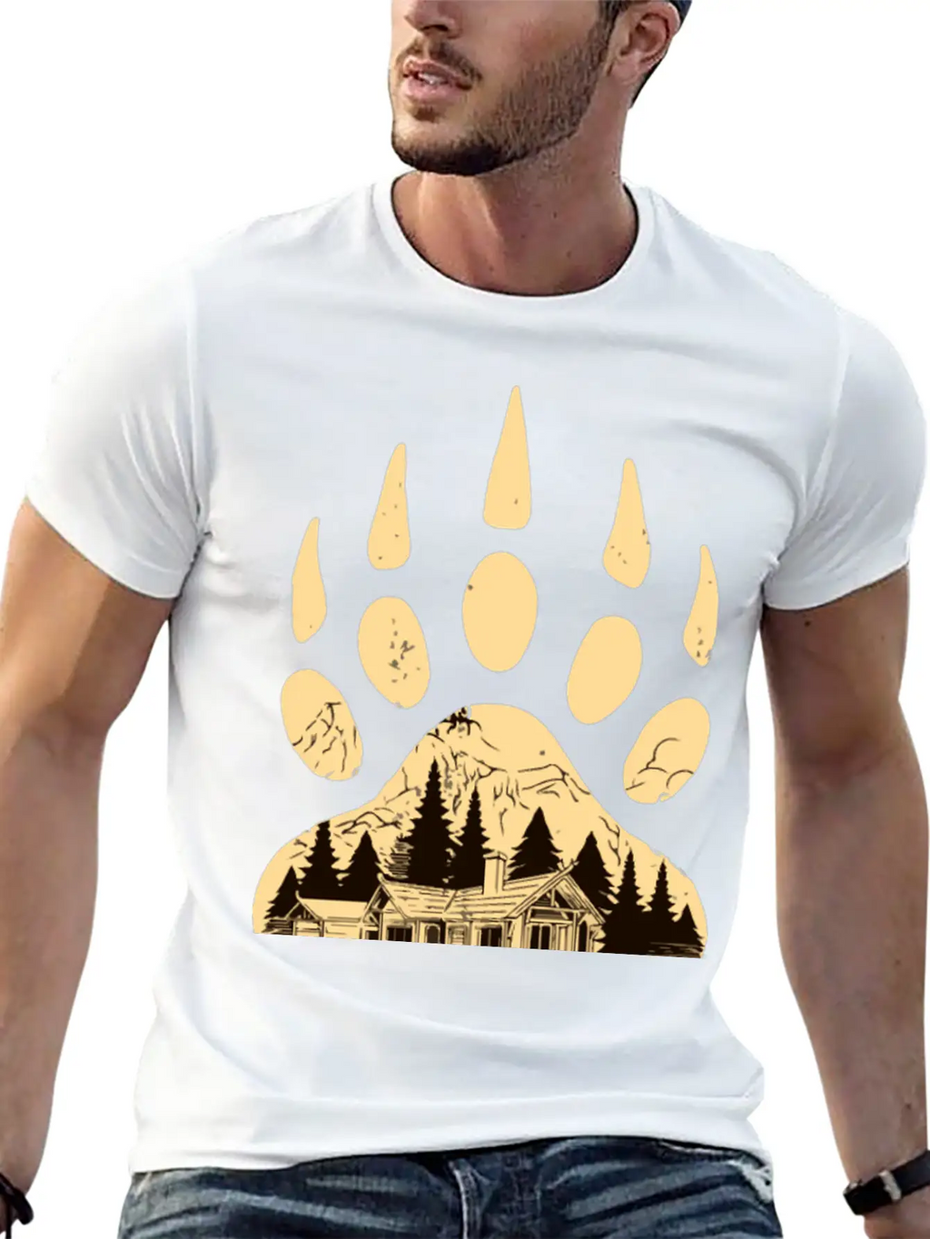 Wild Bear Paw Print Classic Cotton Tee – Unisex Comfort For Any Season