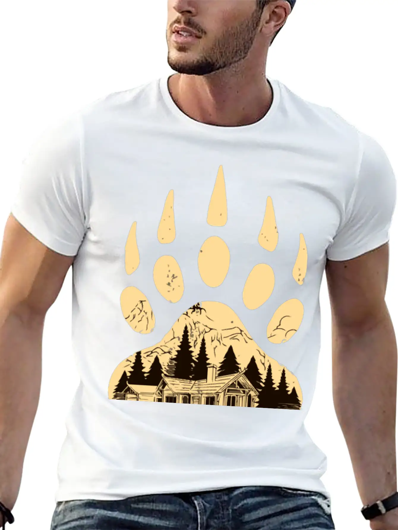 Wild Bear Paw Print Classic Cotton Tee – Unisex Comfort For Any Season