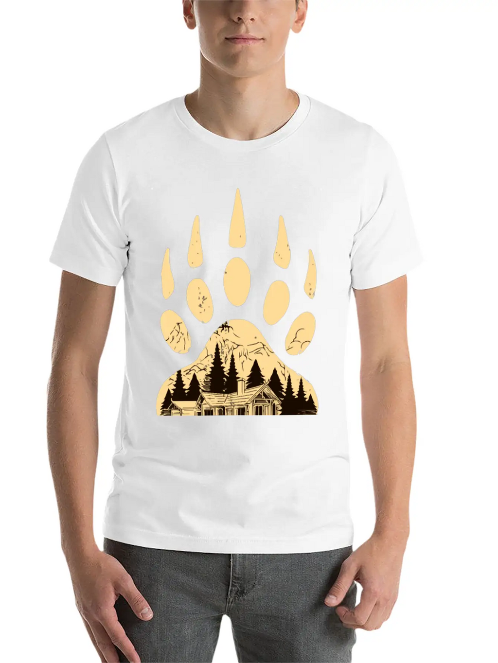 Wild Bear Paw Print Classic Cotton Tee – Unisex Comfort For Any Season