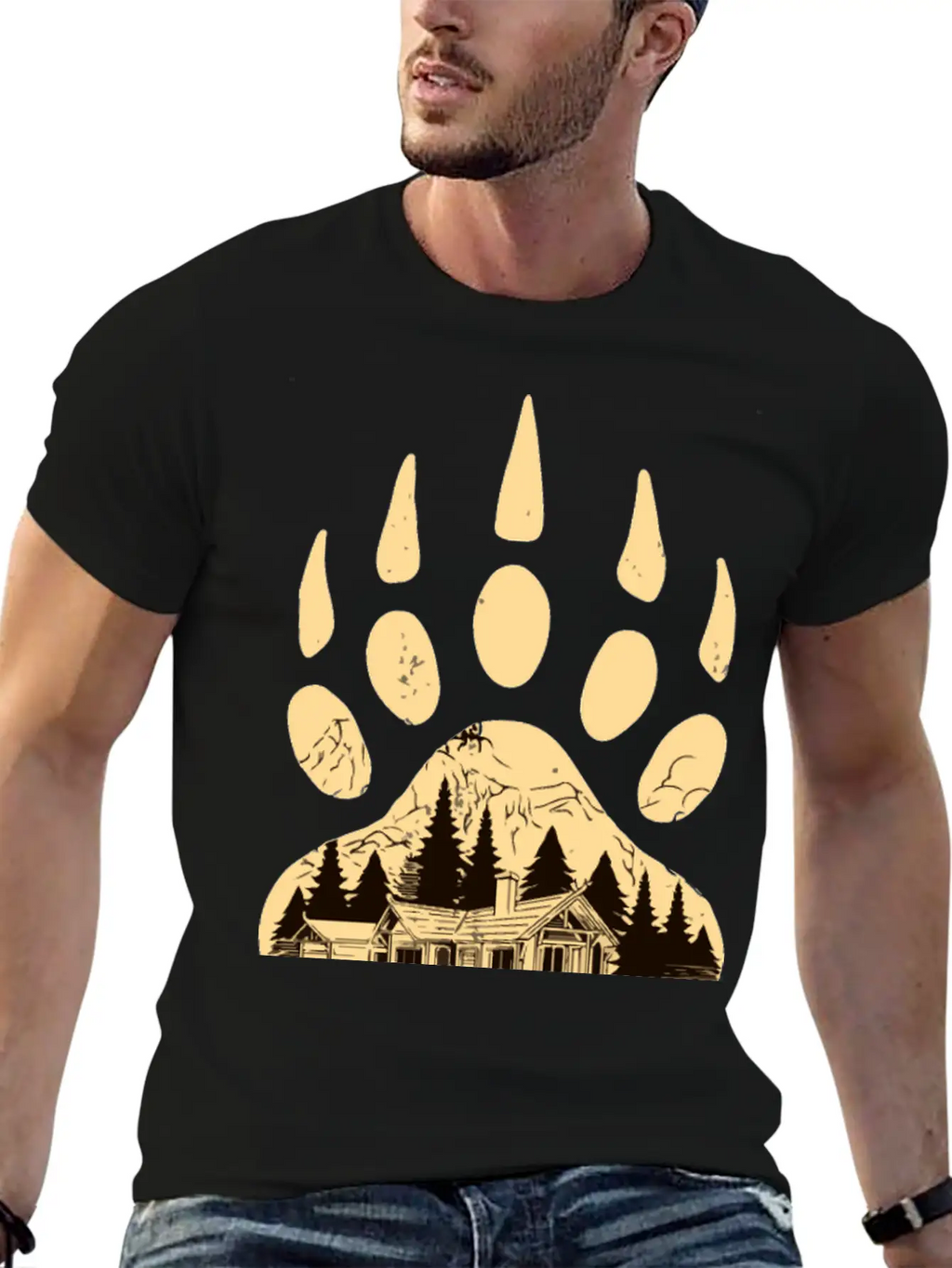 Wild Bear Paw Print Classic Cotton Tee – Unisex Comfort For Any Season