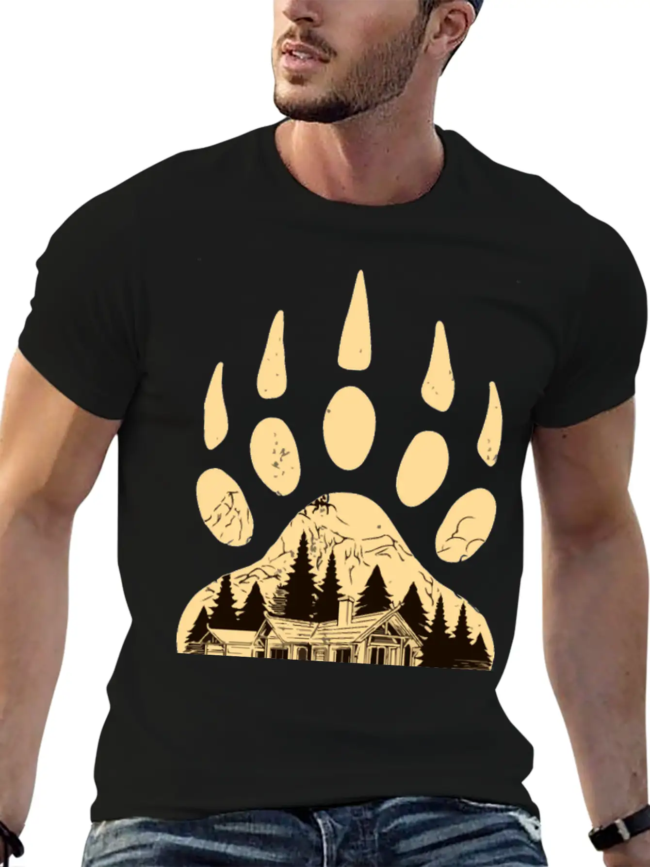 Wild Bear Paw Print Classic Cotton Tee – Unisex Comfort For Any Season