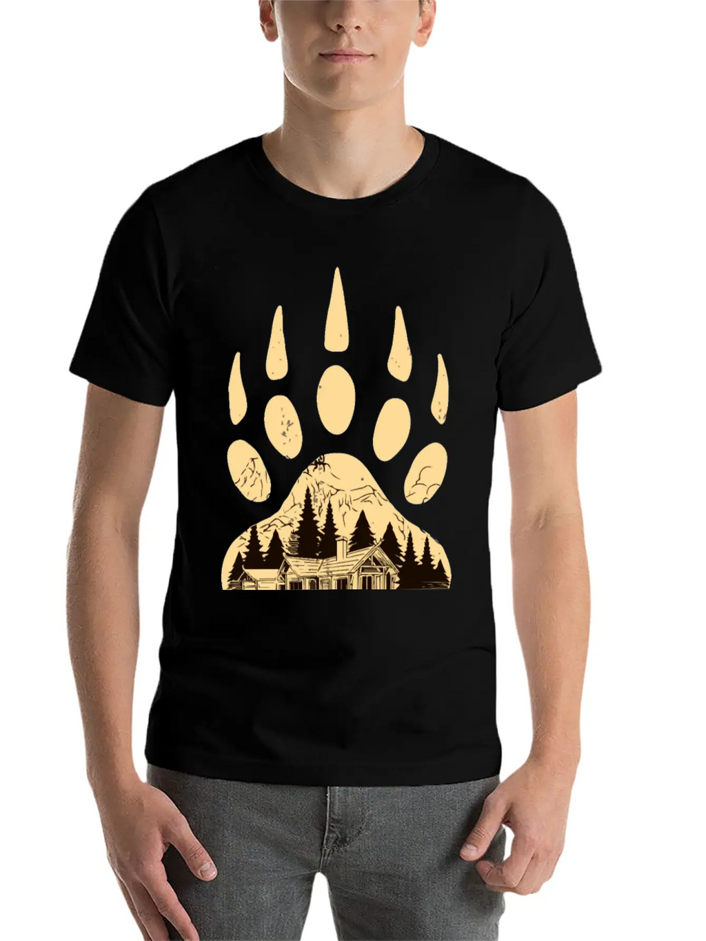 Wild Bear Paw Print Classic Cotton Tee – Unisex Comfort For Any Season