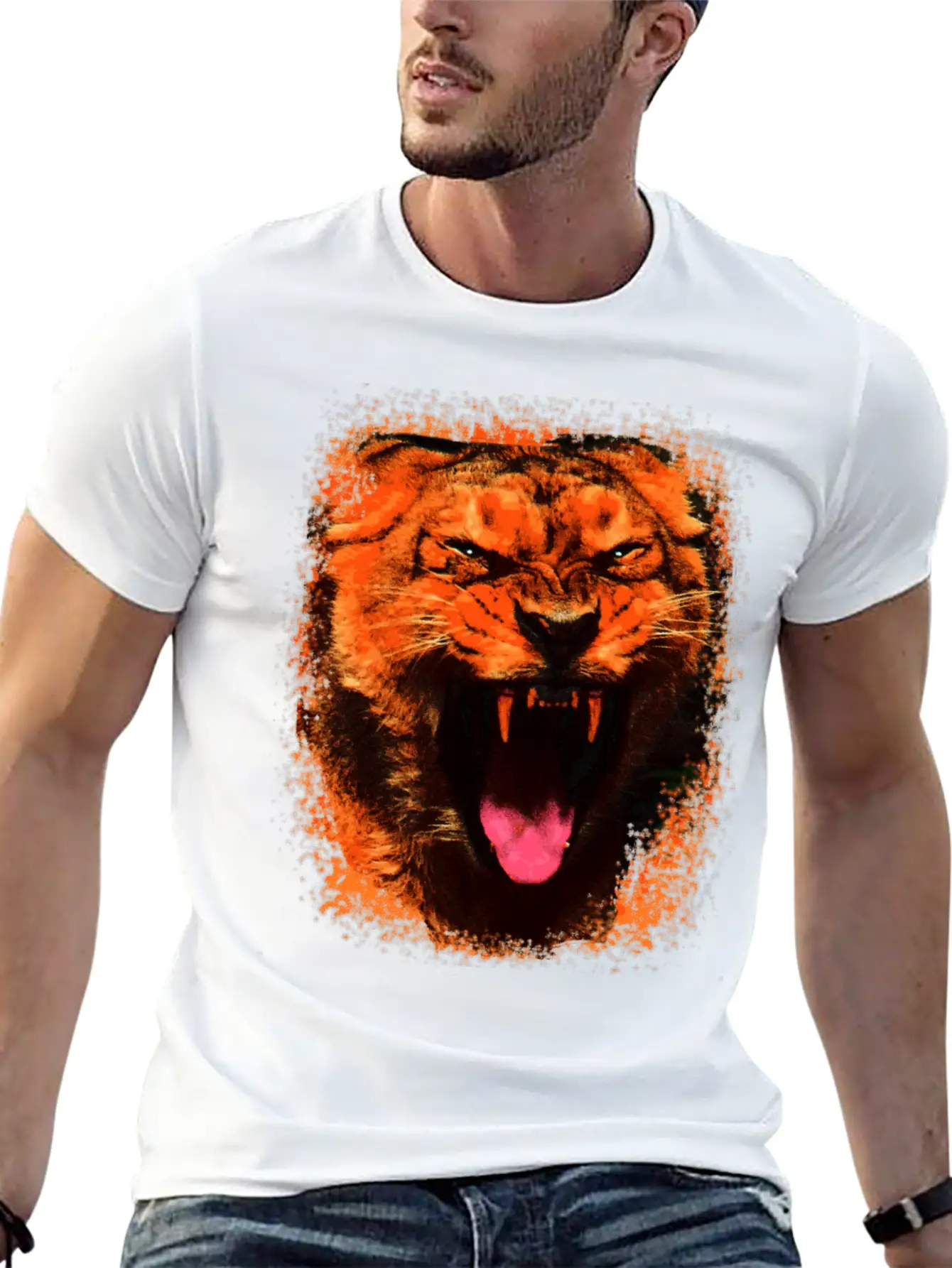 Wild Roar Lion Fangs Angry Gift Idea Basic Graphic T-Shirt – Daily Comfort In Soft Cotton