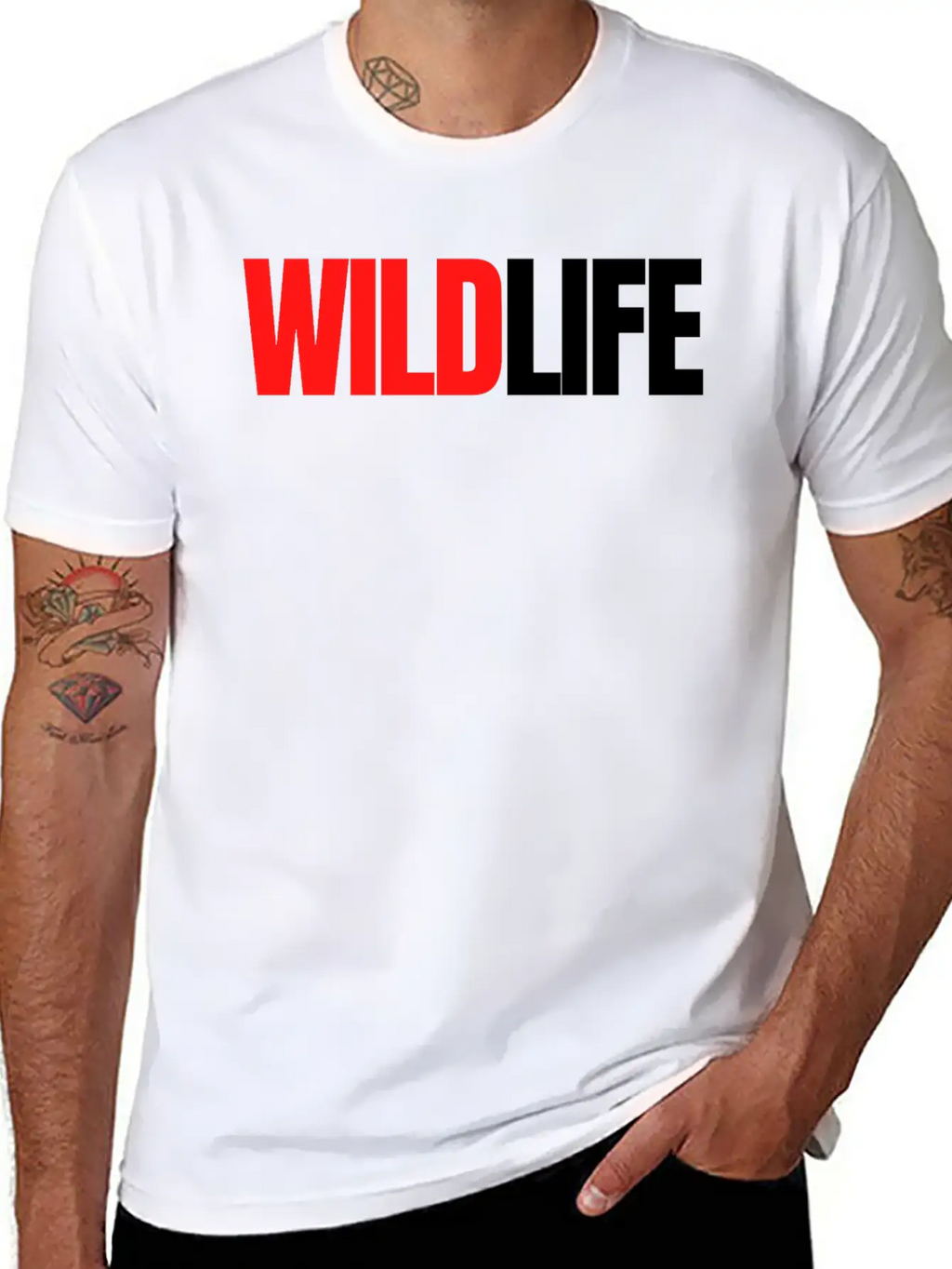 WILDLIFE (in Red & Black Letters) Breathable Soft Cotton T-Shirt – Timeless Casual Look