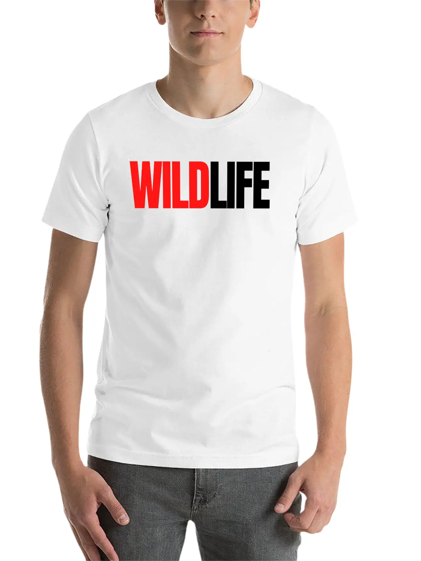 WILDLIFE (in Red & Black Letters) Breathable Soft Cotton T-Shirt – Timeless Casual Look