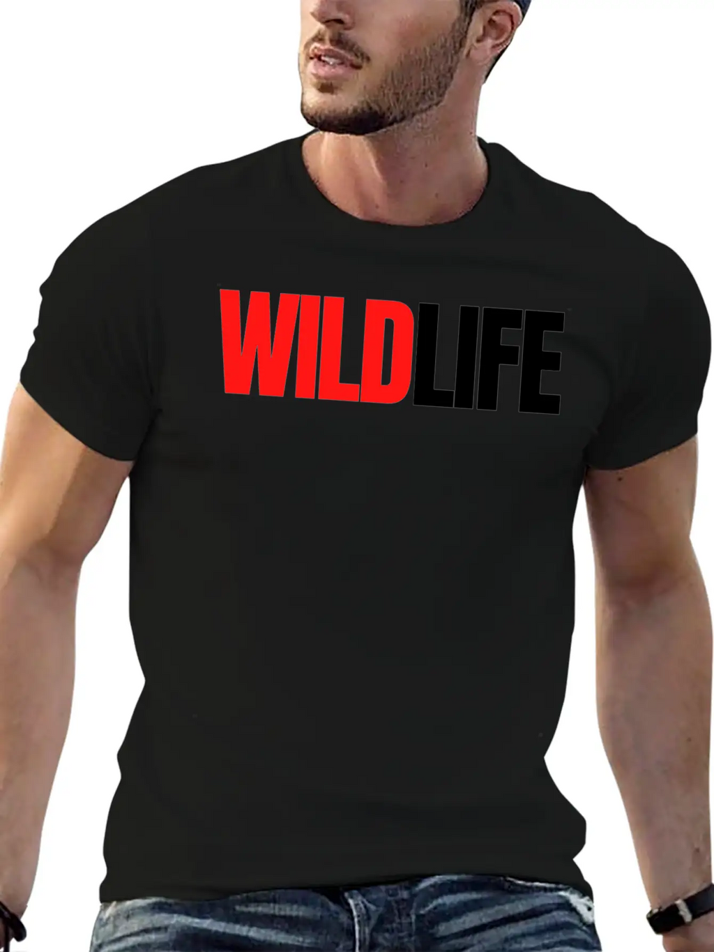 WILDLIFE (in Red & Black Letters) Breathable Soft Cotton T-Shirt – Timeless Casual Look
