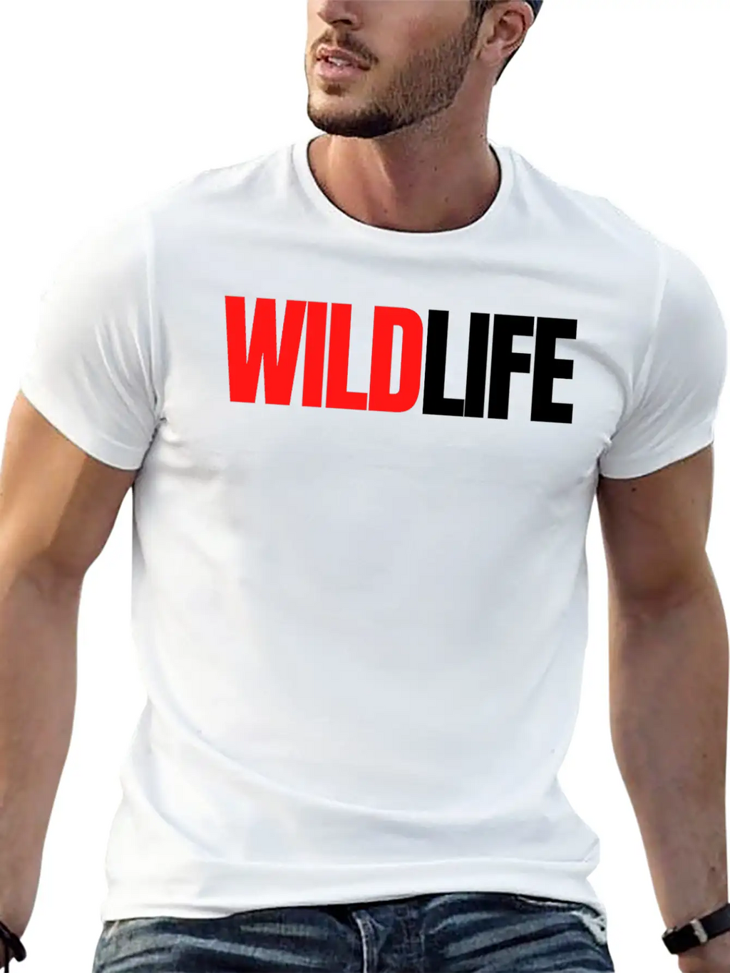 WILDLIFE (in Red & Black Letters) Breathable Soft Cotton T-Shirt – Timeless Casual Look