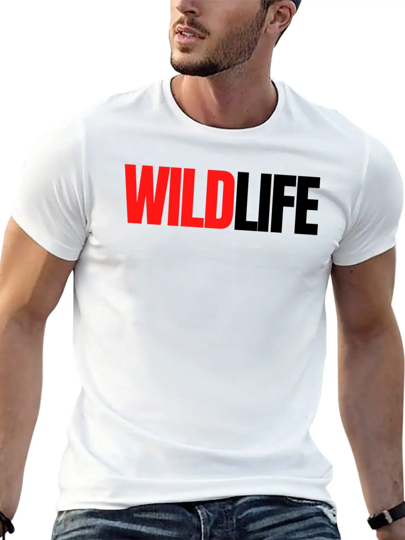 WILDLIFE (in Red & Black Letters) Breathable Soft Cotton T-Shirt – Timeless Casual Look