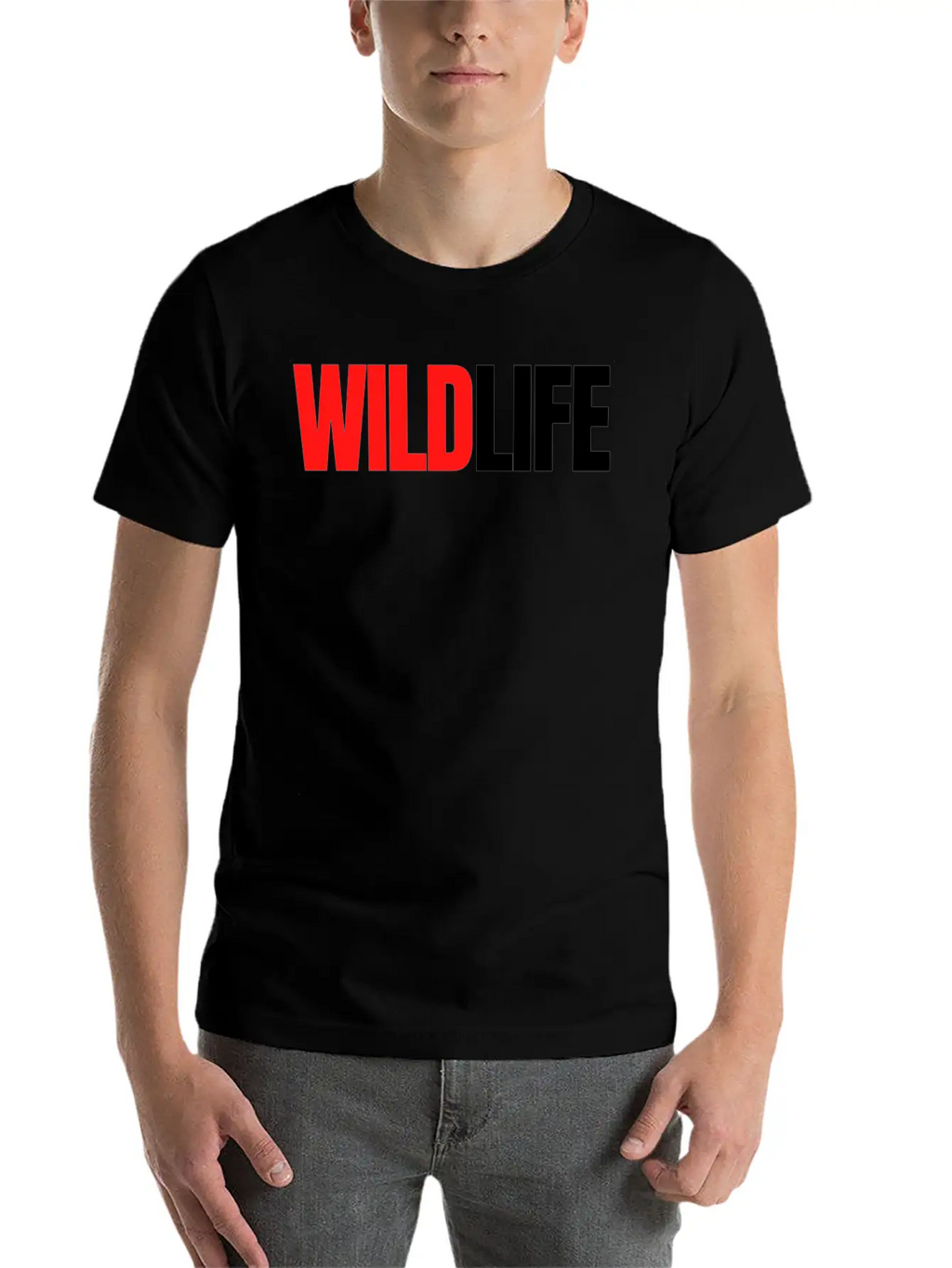 WILDLIFE (in Red & Black Letters) Breathable Soft Cotton T-Shirt – Timeless Casual Look