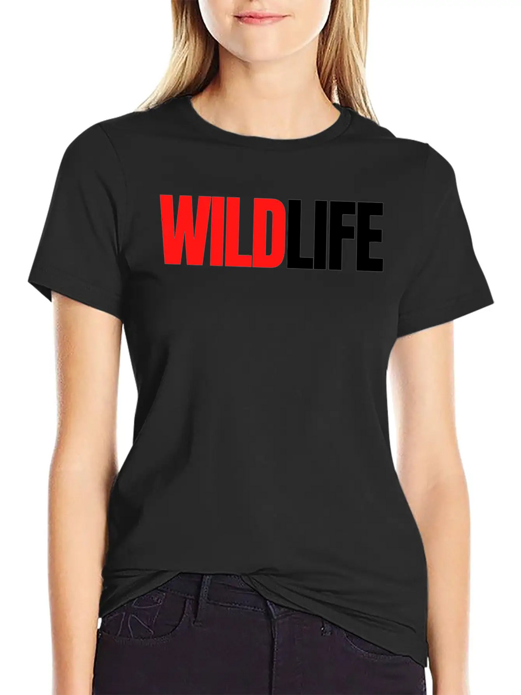 WILDLIFE (in Red & Black Letters) Breathable Soft Cotton T-Shirt – Timeless Casual Look