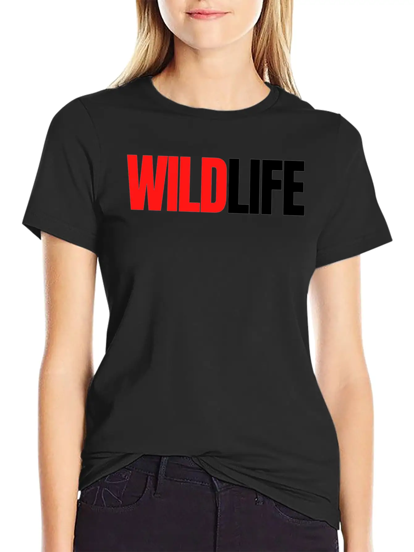 WILDLIFE (in Red & Black Letters) Breathable Soft Cotton T-Shirt – Timeless Casual Look