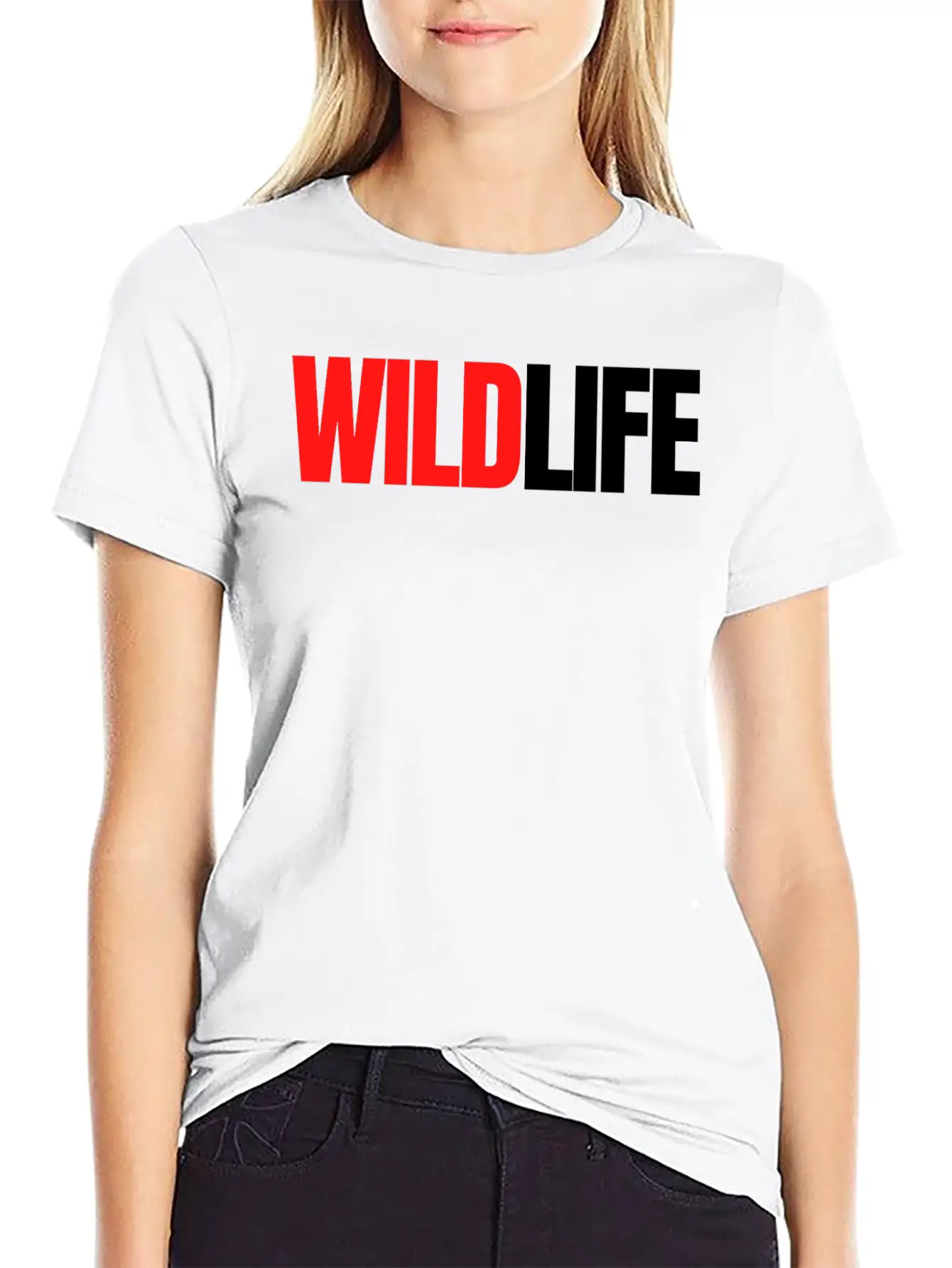 WILDLIFE (in Red & Black Letters) Breathable Soft Cotton T-Shirt – Timeless Casual Look