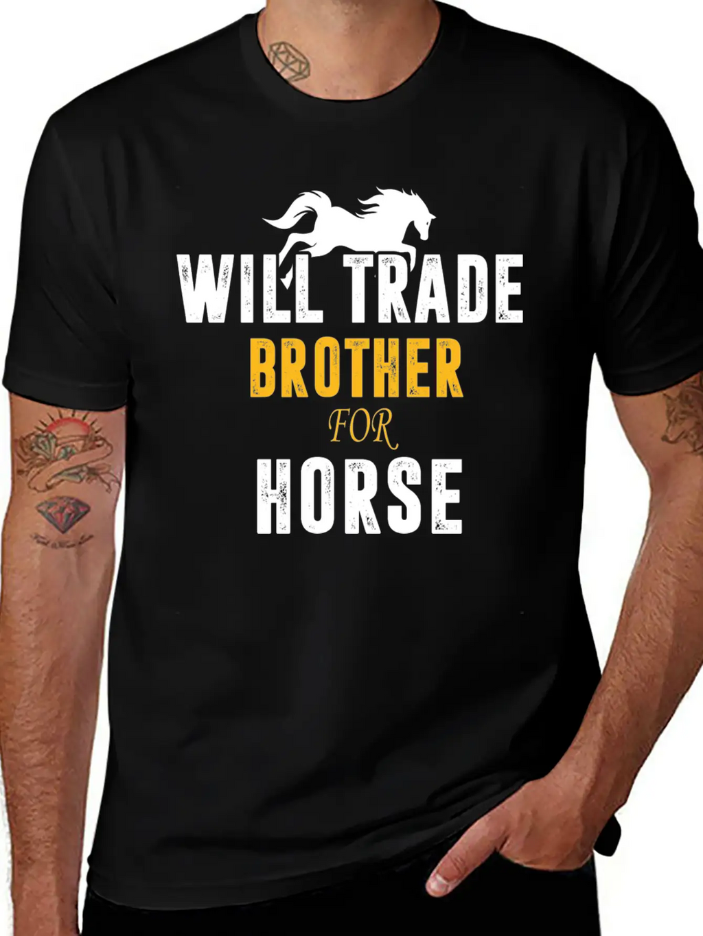 Will Trade Brother For Horse Basic Graphic T-Shirt – Daily Comfort In Soft Cotton