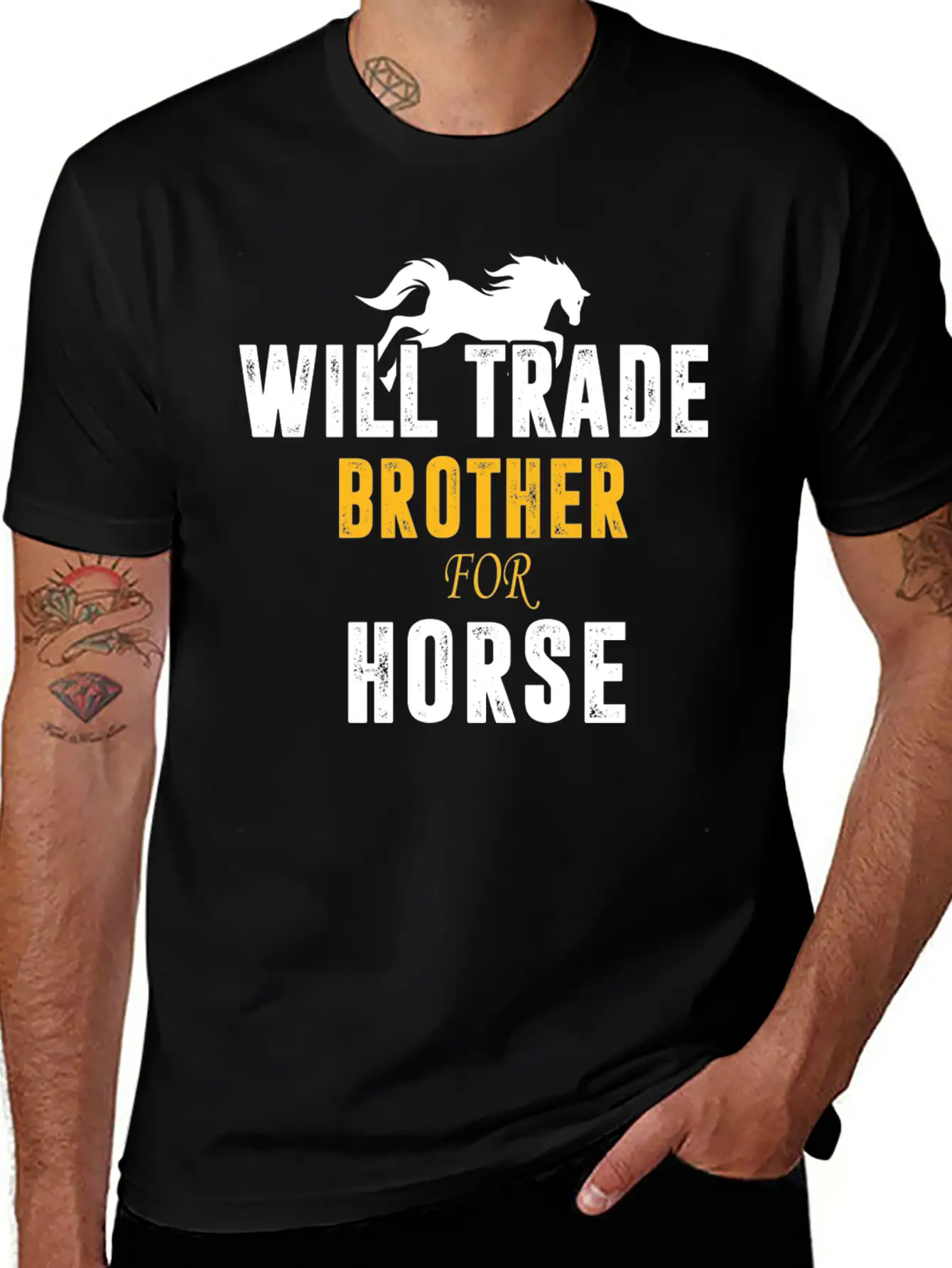 Will Trade Brother For Horse Basic Graphic T-Shirt – Daily Comfort In Soft Cotton