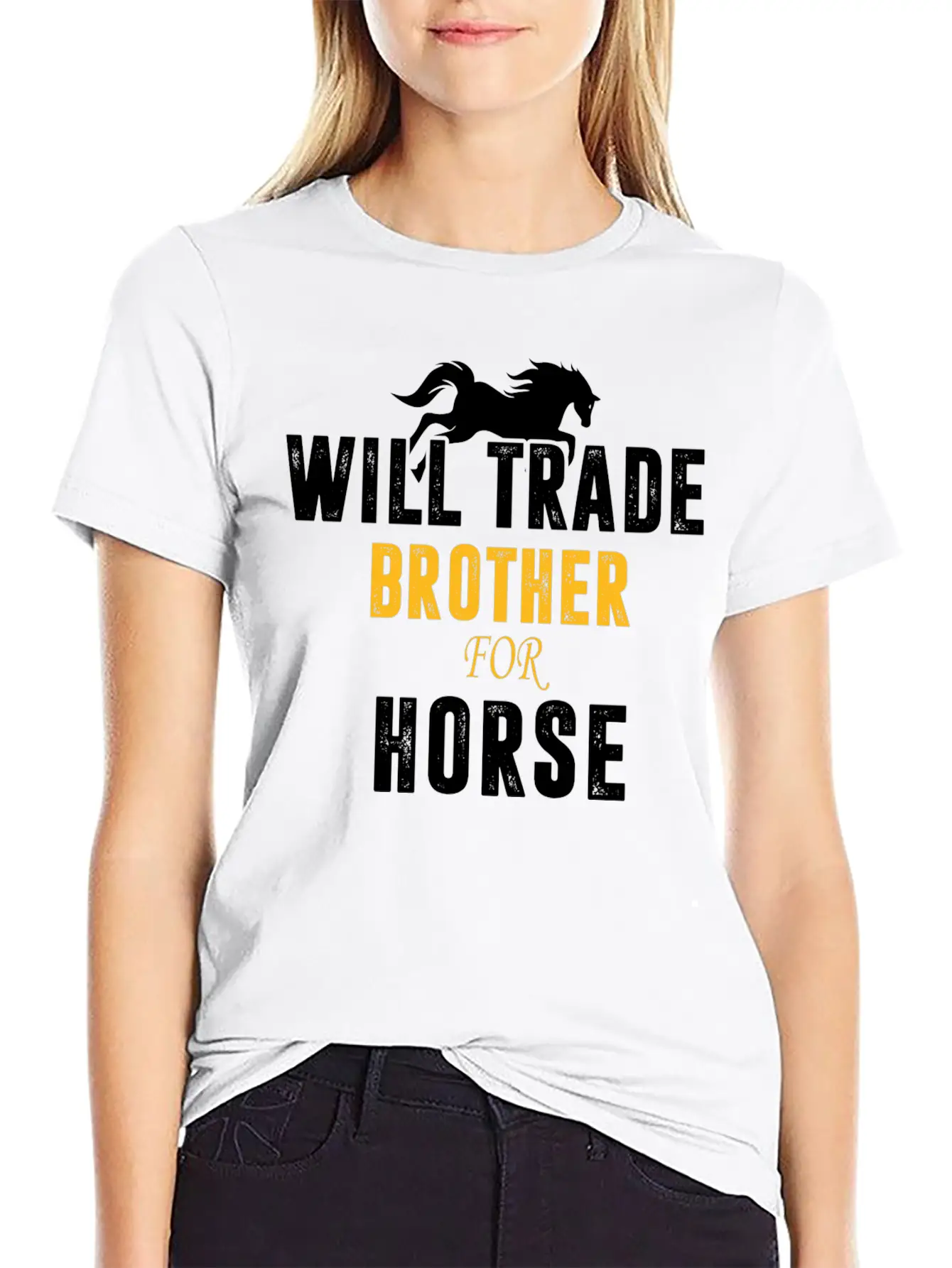 Will Trade Brother For Horse Basic Graphic T-Shirt – Daily Comfort In Soft Cotton
