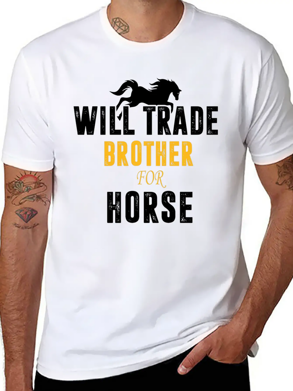 Will Trade Brother For Horse Basic Graphic T-Shirt – Daily Comfort In Soft Cotton